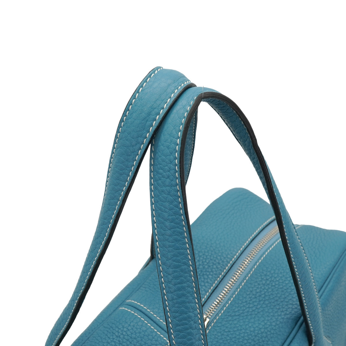HERMES VICTORIA 35 BLUE JEAN TAURILLON CLEMENCE HAND BAG 2010 SQUARE N PALLADIUM HARDWARE 90335796