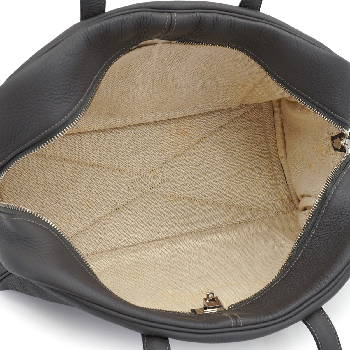 HERMES VICTORIA 35 GRAPHITE TAURILLON CLEMENCE HAND BAG 2008 SQUARE L PALLADIUM HARDWARE 90335140