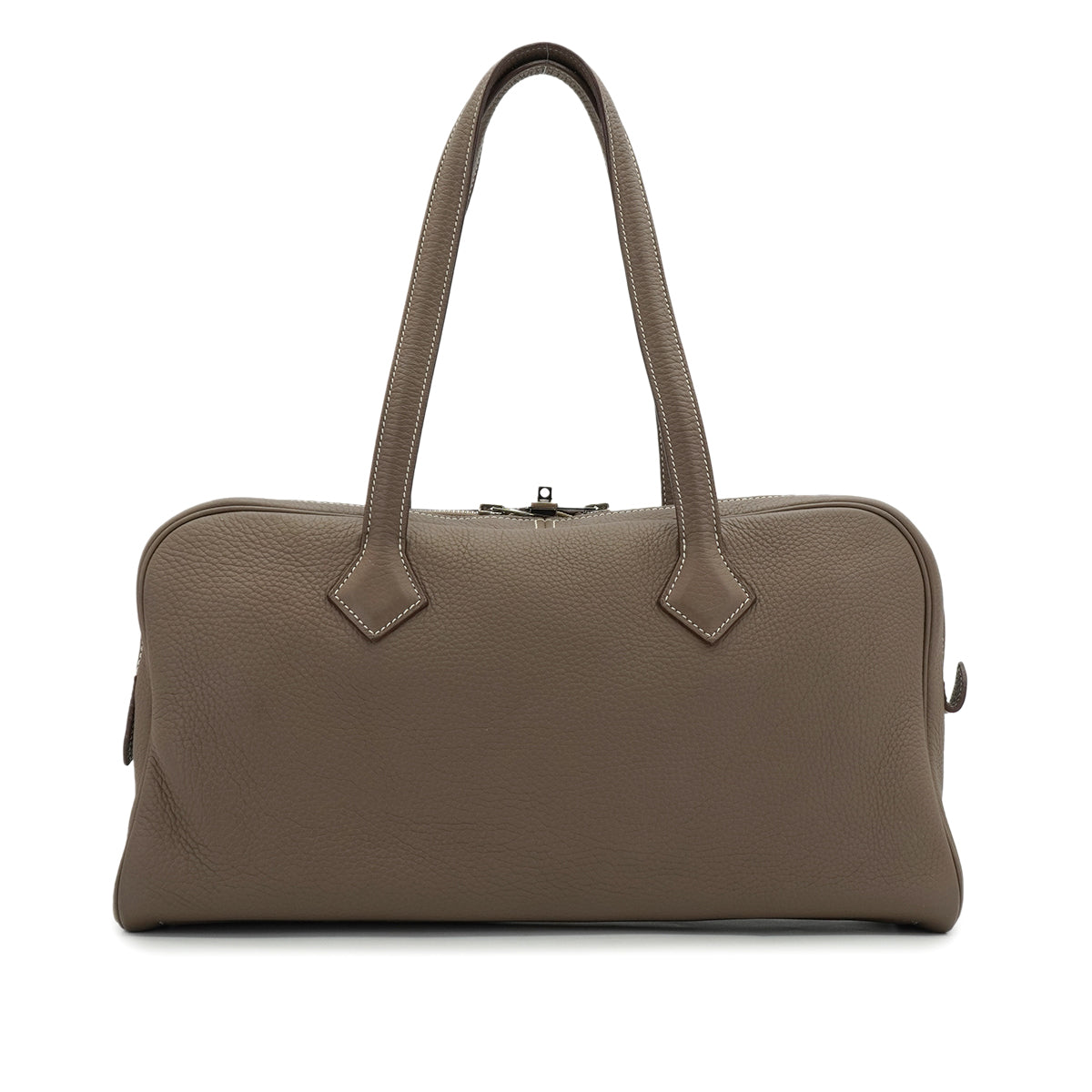 HERMES VICTORIA ELAN 38 ETOUPE TAURILLON CLEMENCE HAND BAG 2012 SQUARE P PALLADIUM HARDWARE 90339159