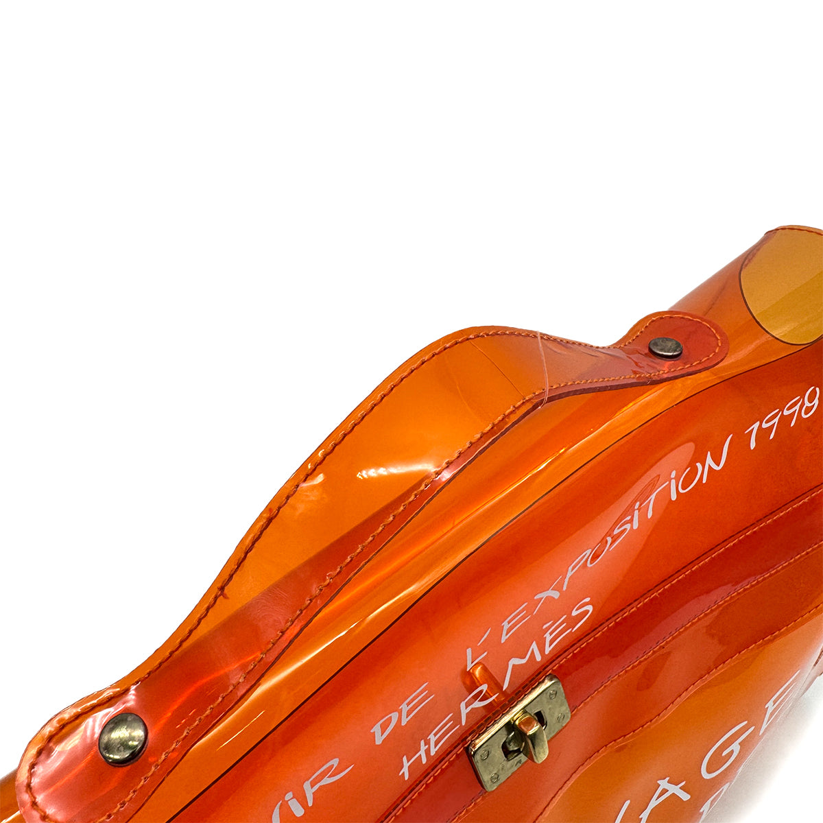 HERMES VINYL KELLY SOUVENIRDEL' EXPOSITION 1998 ORANGE VINYL HAND BAG 90322289
