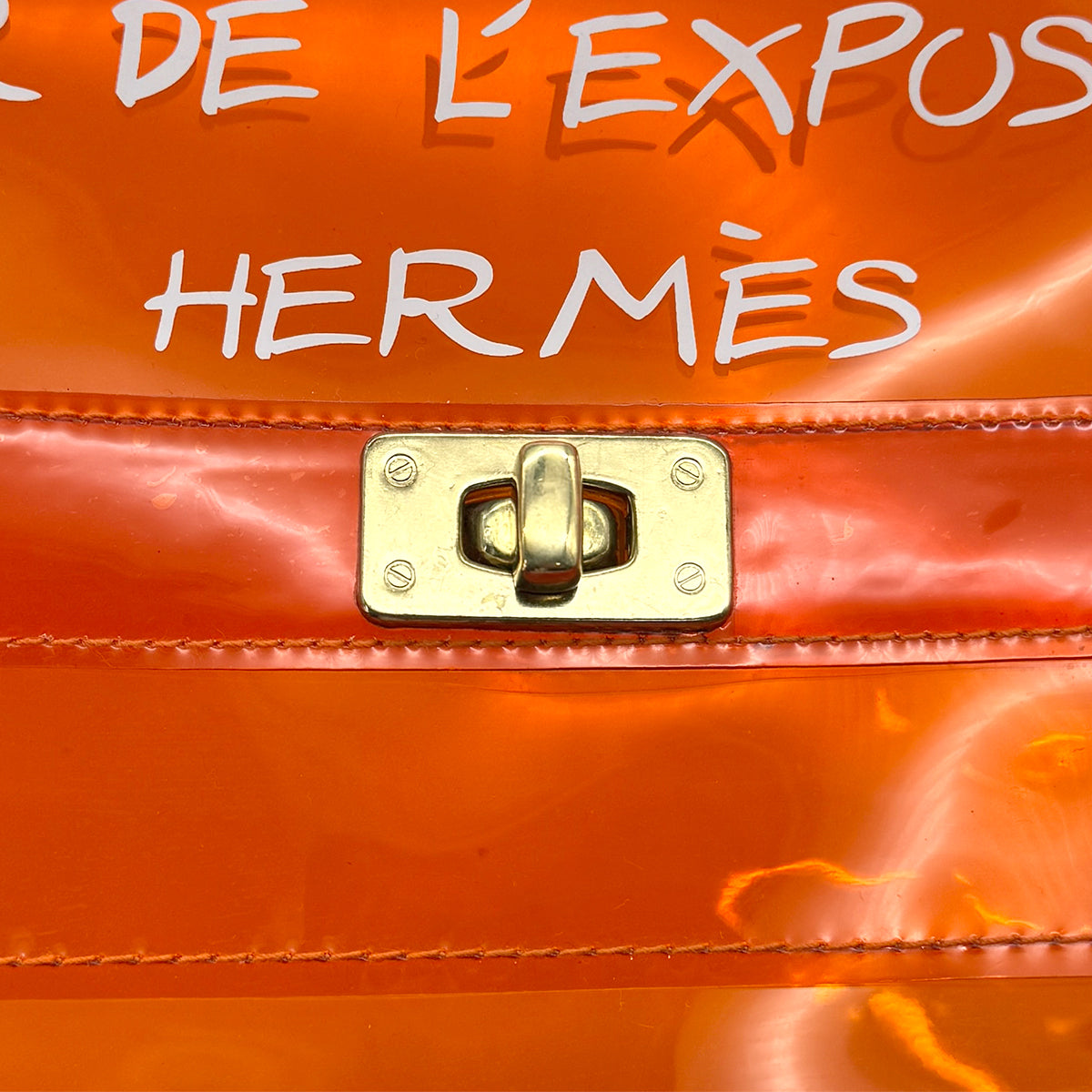 HERMES VINYL KELLY SOUVENIRDEL' EXPOSITION 1998 ORANGE VINYL HAND BAG 90322289