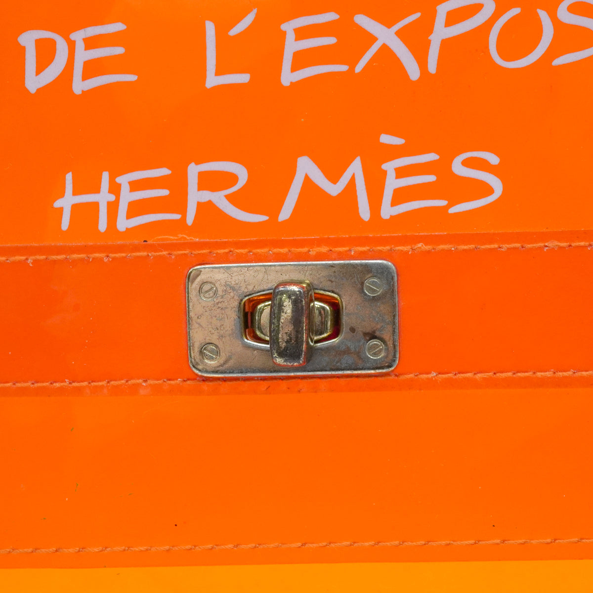 HERMES VINYL KELLY SOUVENIRDEL' EXPOSITION 1998 ORANGE VINYL HAND BAG 90338369