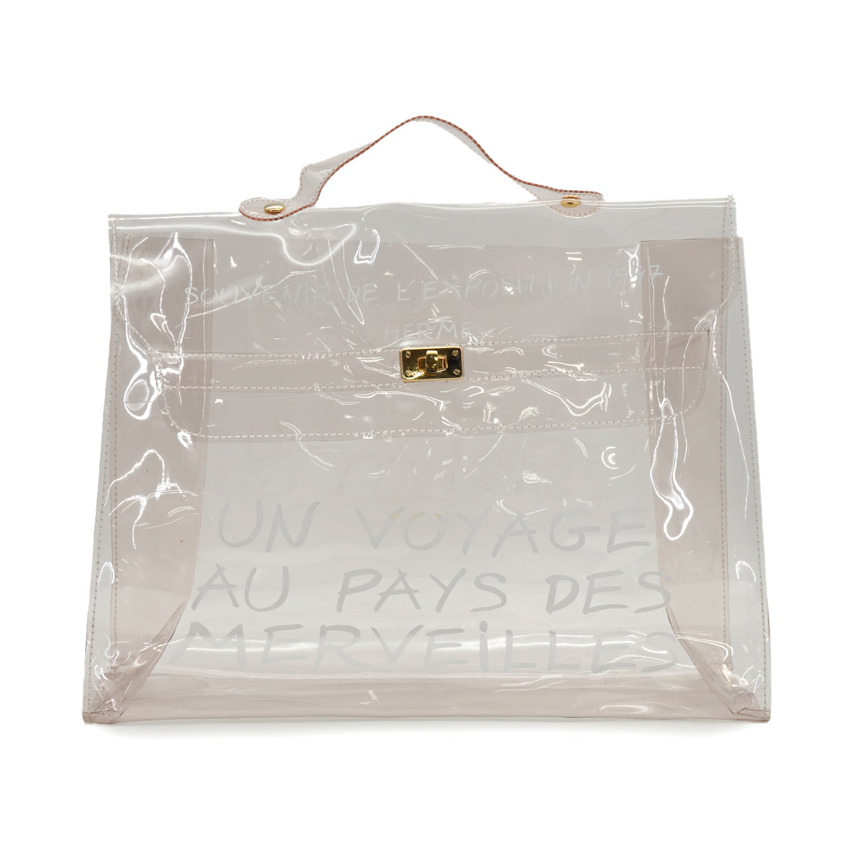 HERMES VINYL KELLY SOUVENIR DE L' EXPOSITION 1997 CLEAR HAND BAG GOLD HARDWARE 90331839