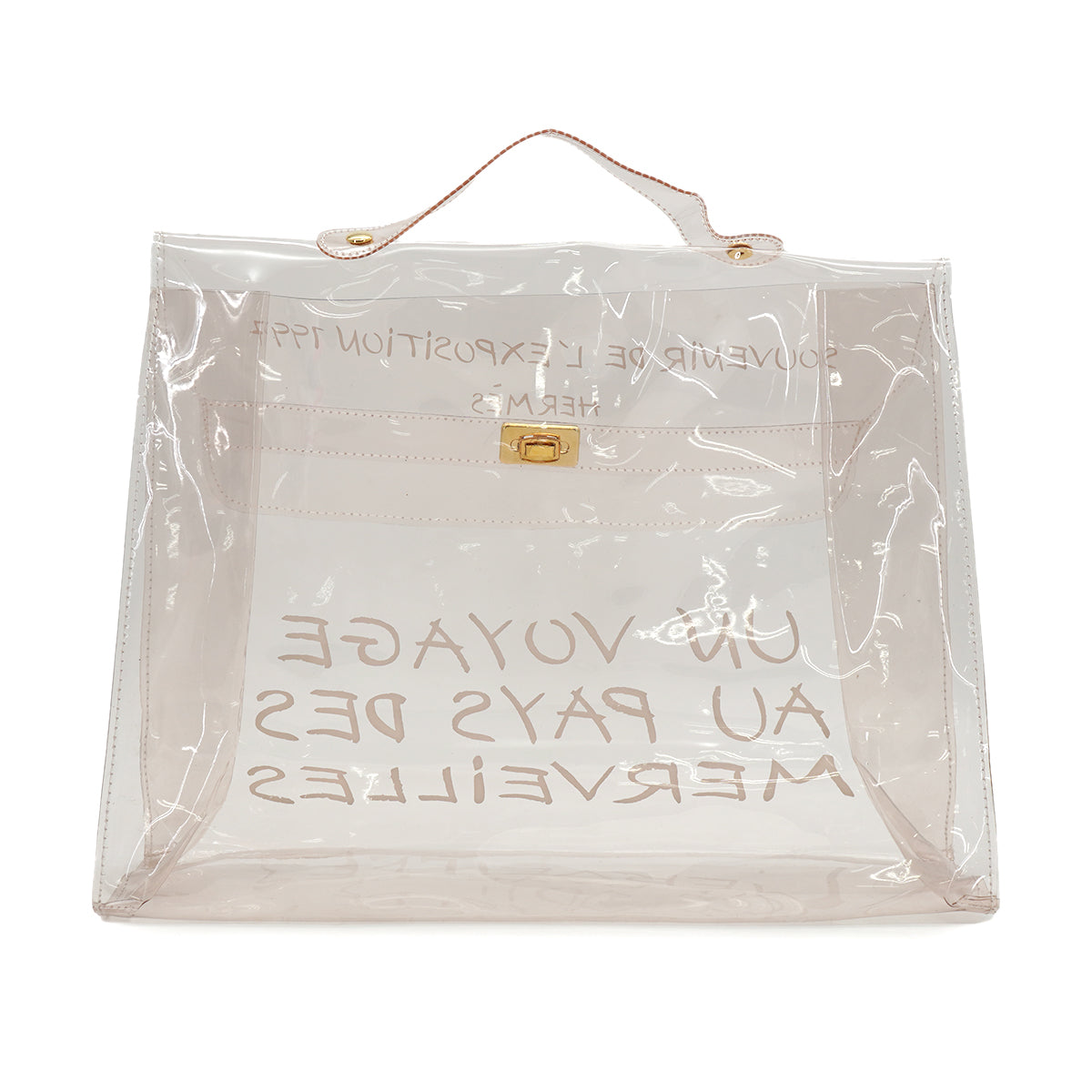 HERMES VINYL KELLY SOUVENIR DE L' EXPOSITION 1997 CLEAR HAND BAG GOLD HARDWARE 90331839