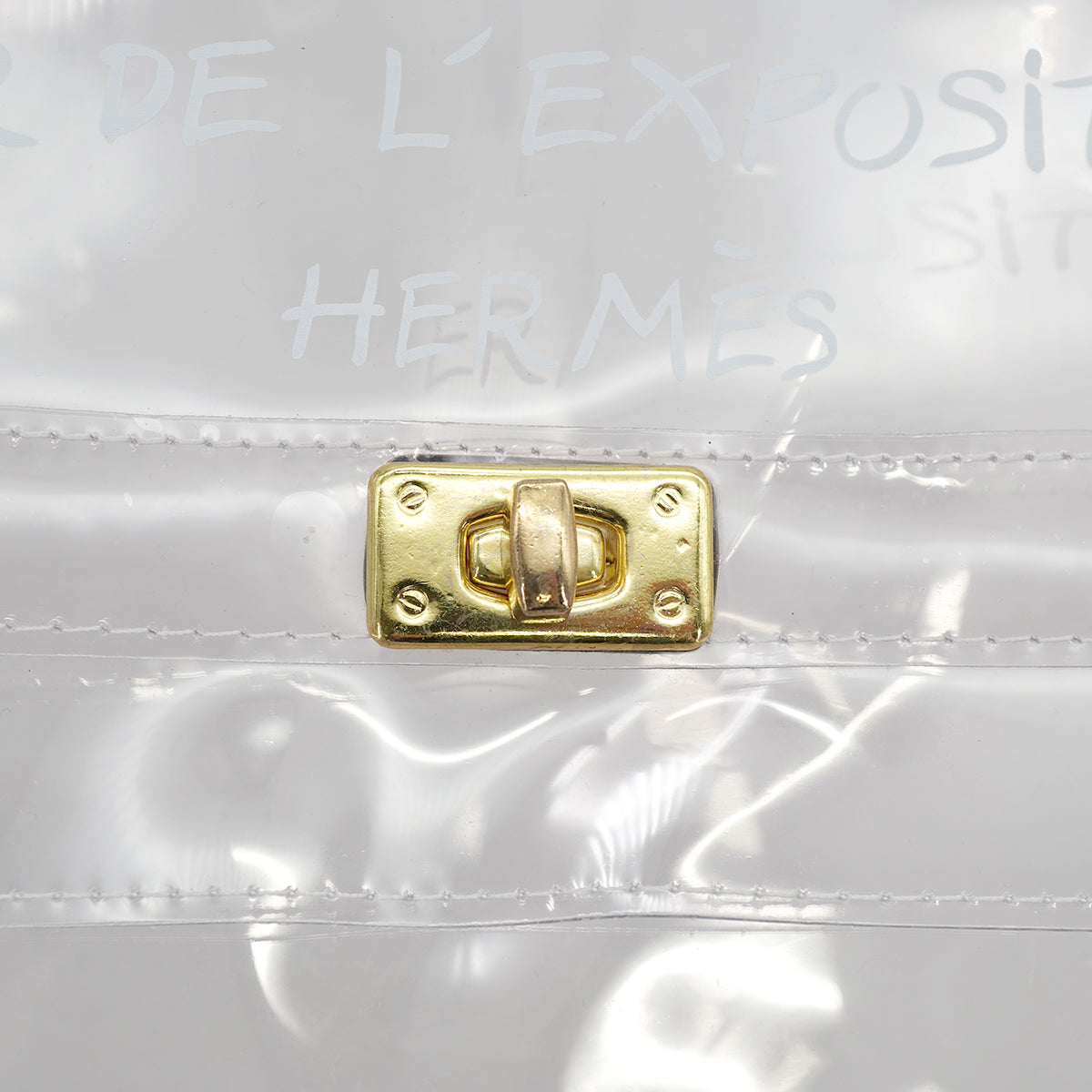 HERMES VINYL KELLY SOUVENIR DE L' EXPOSITION 1997 CLEAR HAND BAG GOLD HARDWARE 90326842