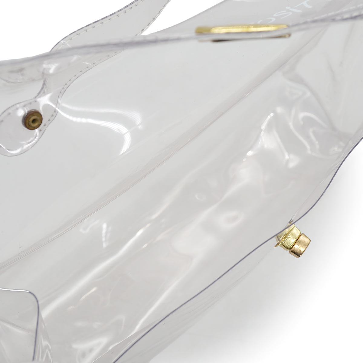 HERMES VINYL KELLY SOUVENIR DE L' EXPOSITION 1997 CLEAR HAND BAG GOLD HARDWARE 90326842