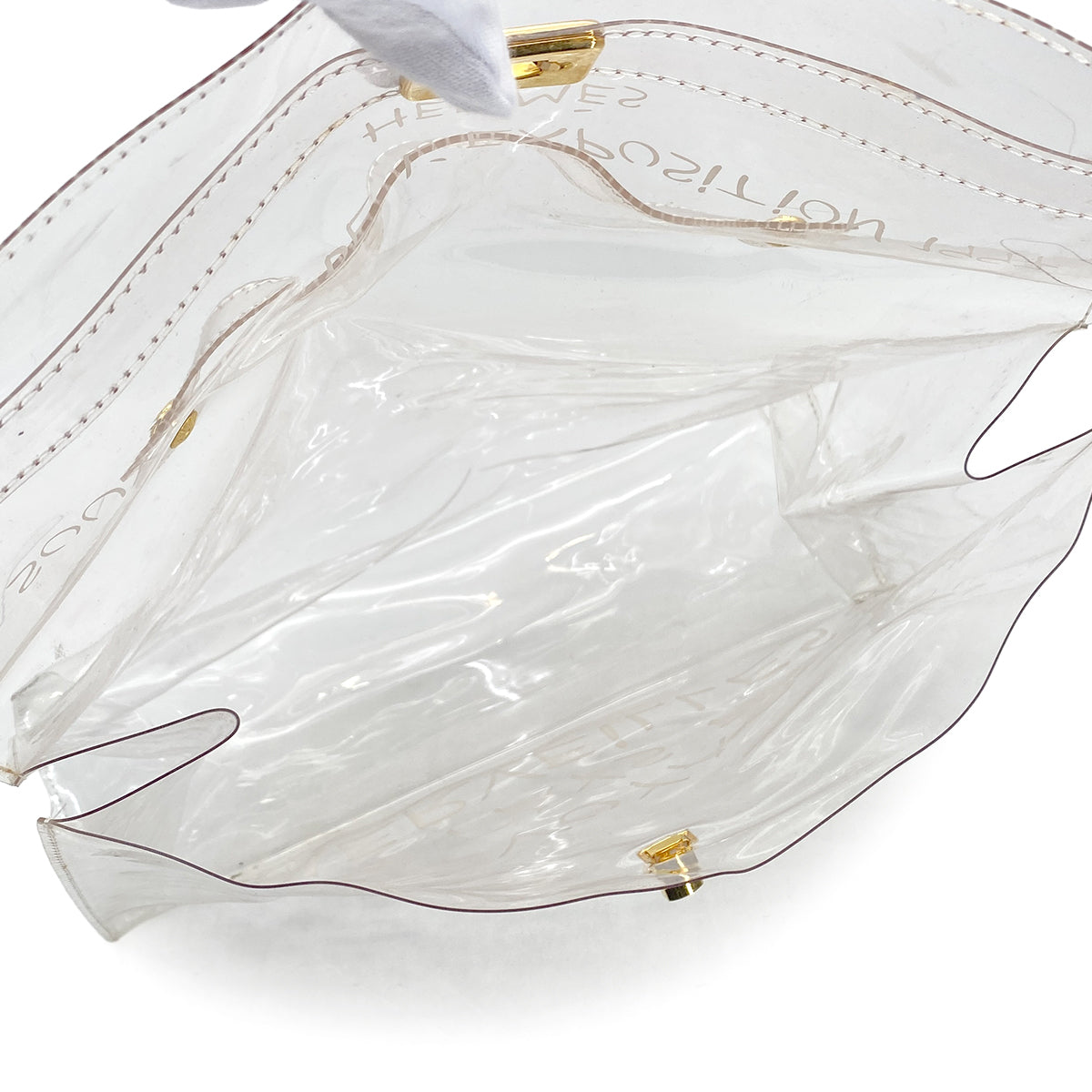 HERMES VINYL KELLY SOUVENIR DE L' EXPOSITION 1997 CLEAR HAND BAG GOLD HARDWARE 90327389