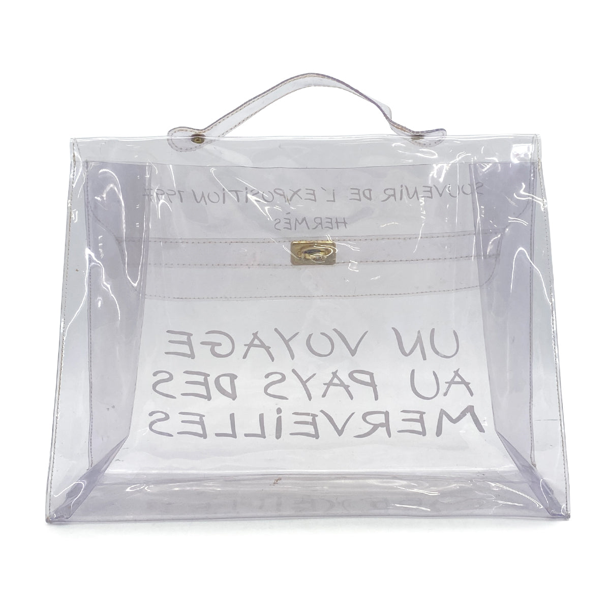 HERMES VINYL KELLY SOUVENIR DE L' EXPOSITION 1997 CLEAR HAND BAG GOLD HARDWARE 90327404
