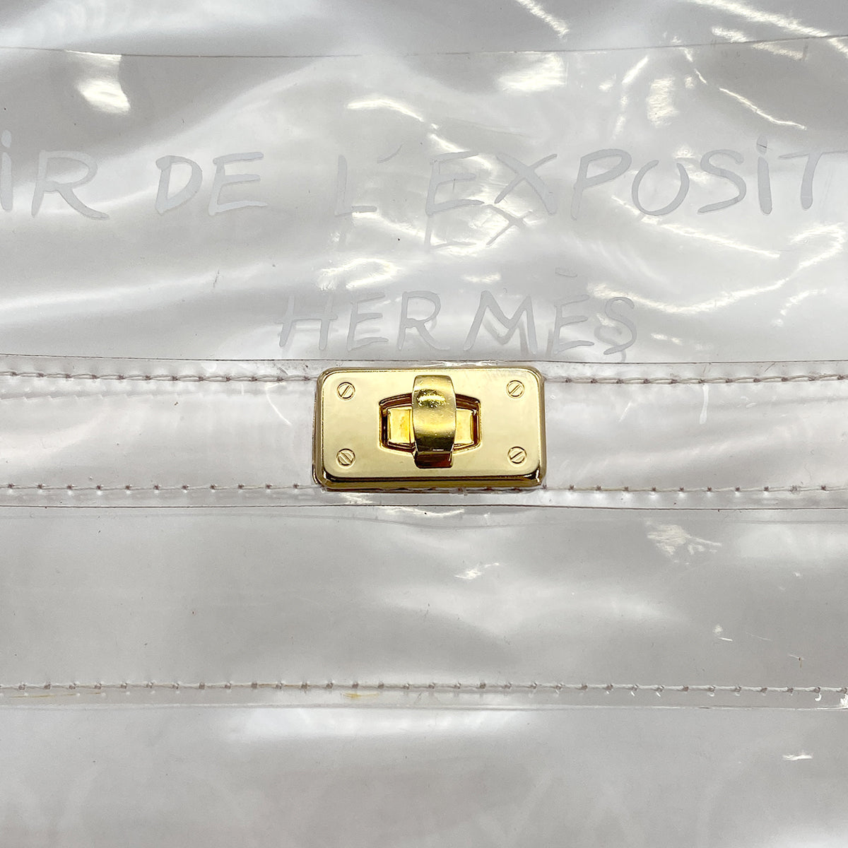 HERMES VINYL KELLY SOUVENIR DE L' EXPOSITION 1997 CLEAR HAND BAG GOLD HARDWARE 90327408