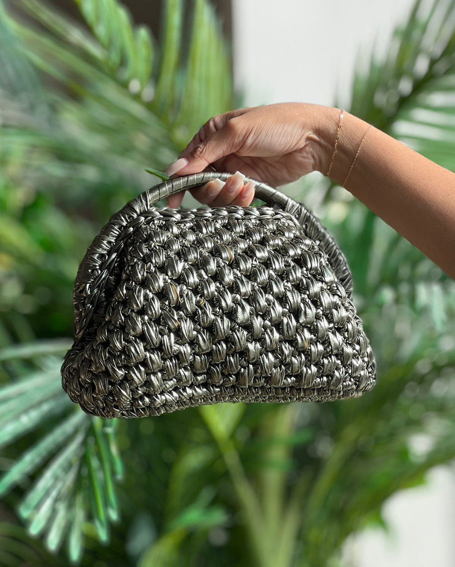 Half Moon Grand Galactica Metallic Rope Sage Green Bag