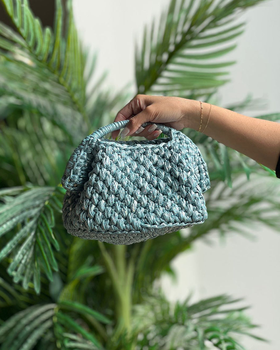 Half Moon Grand Galactica Metallic Rope Sky Blue Bag