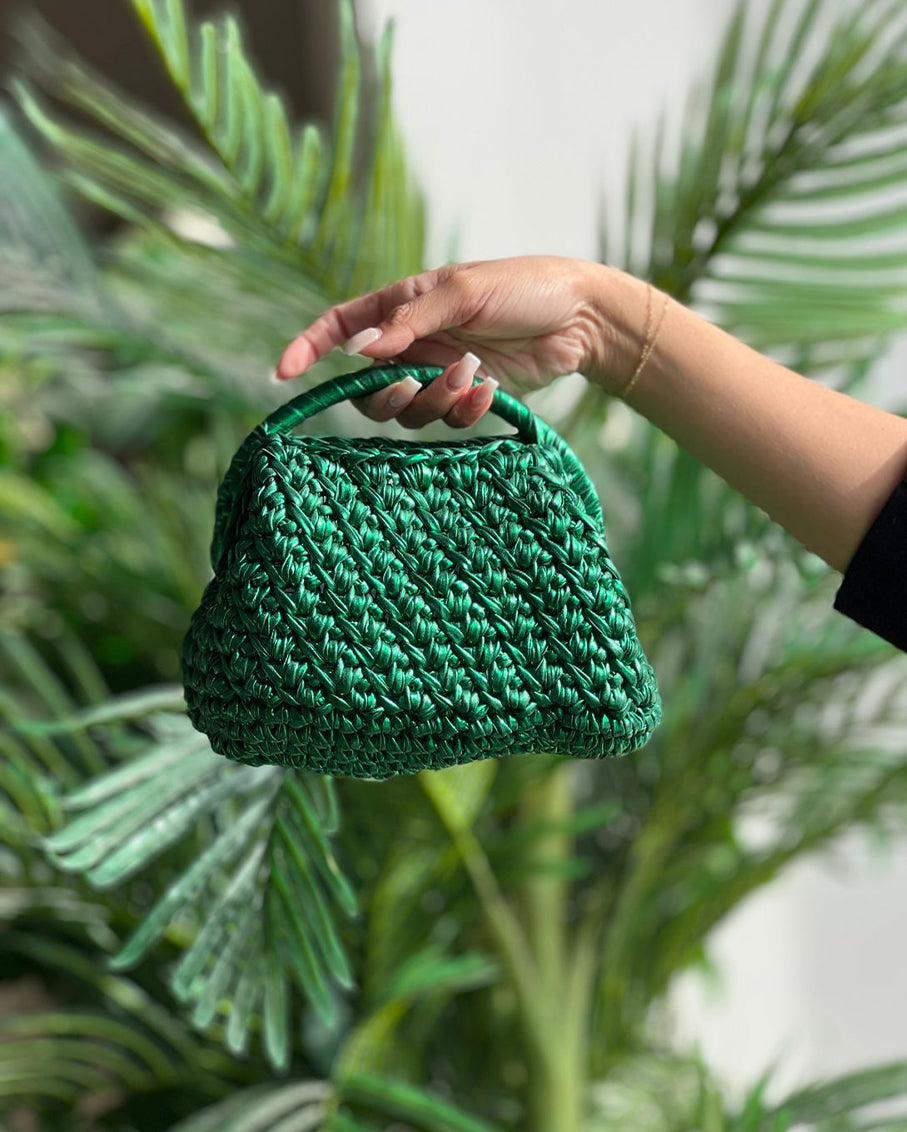 Half Moon Grand Galactica Metallic Rope Pine Green Bag