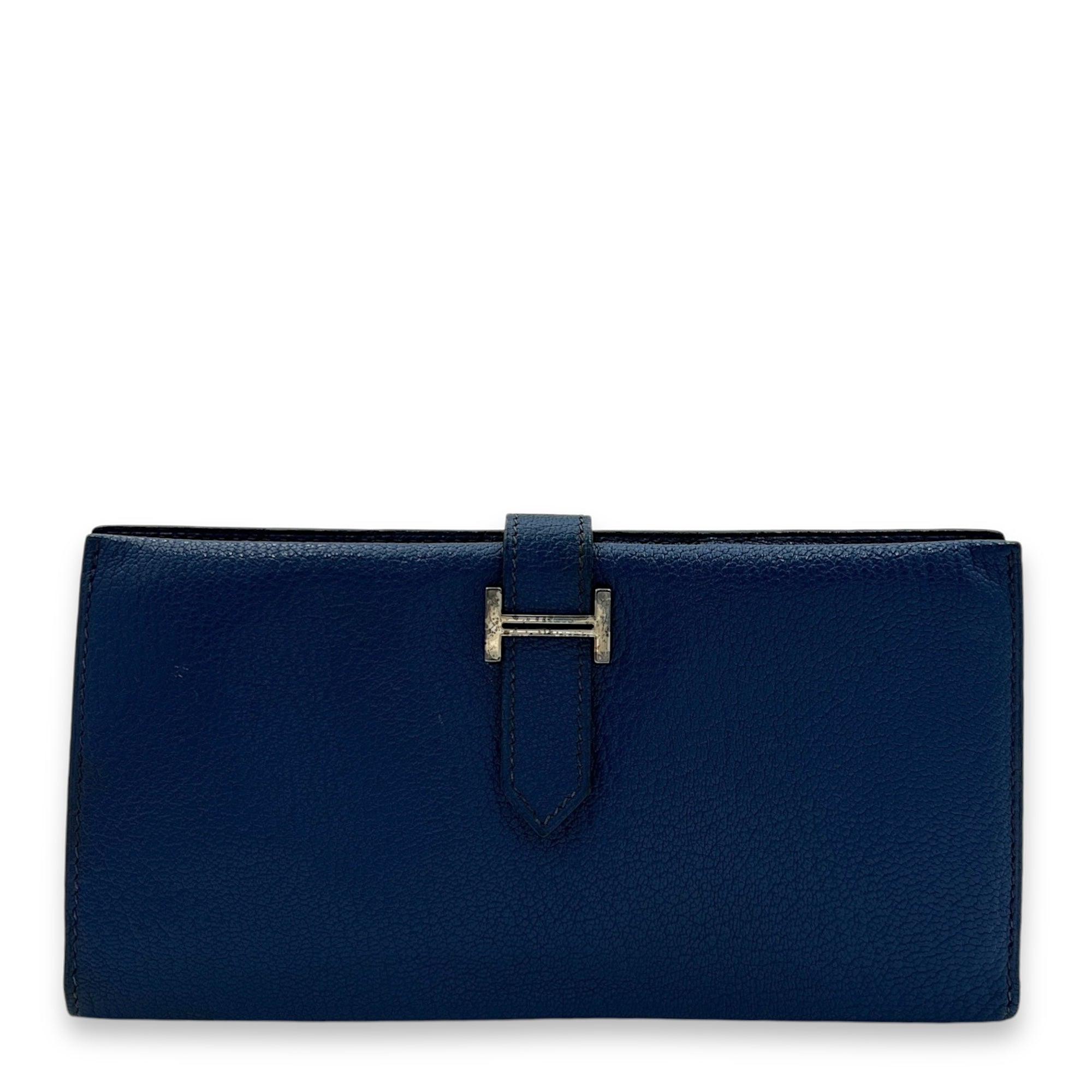 Hermès Bearn Blue in Chevre Mysore, Palladium hardware S2410-002181AN