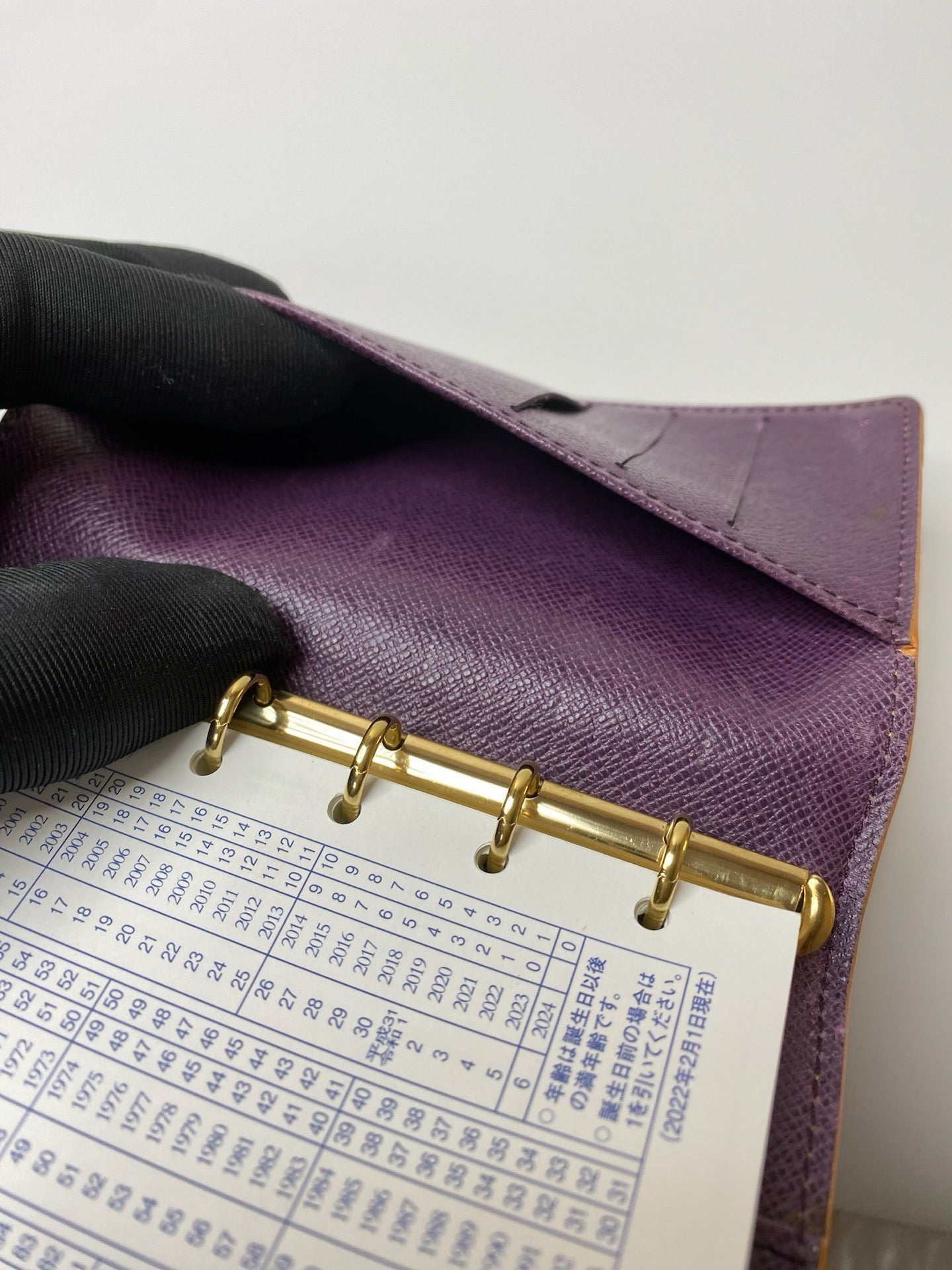 Louis Vuitton Epi six-ring agenda cover detail