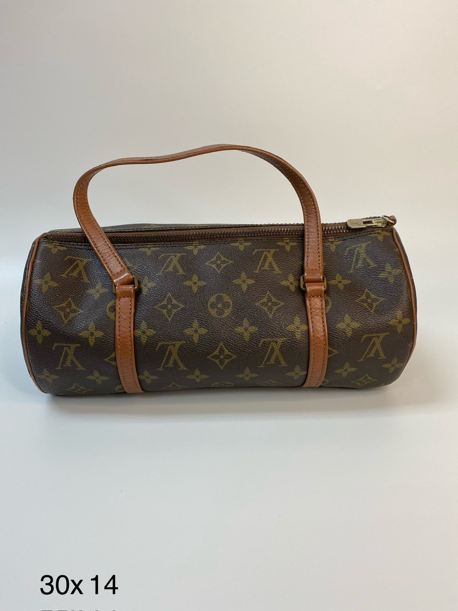 Louis Vuitton Papillon 26 monogram canvas handbag detail