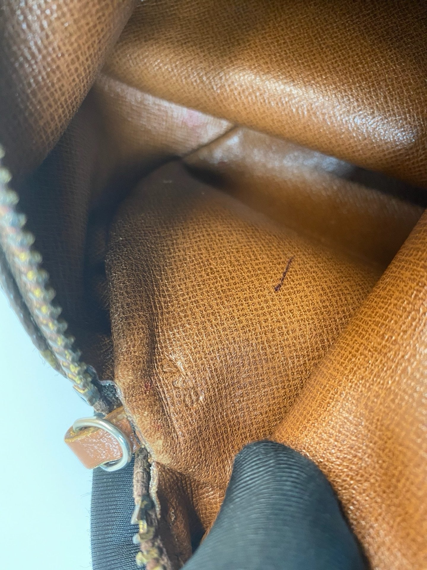 Louis Vuitton Papillon 26 monogram canvas handbag detail