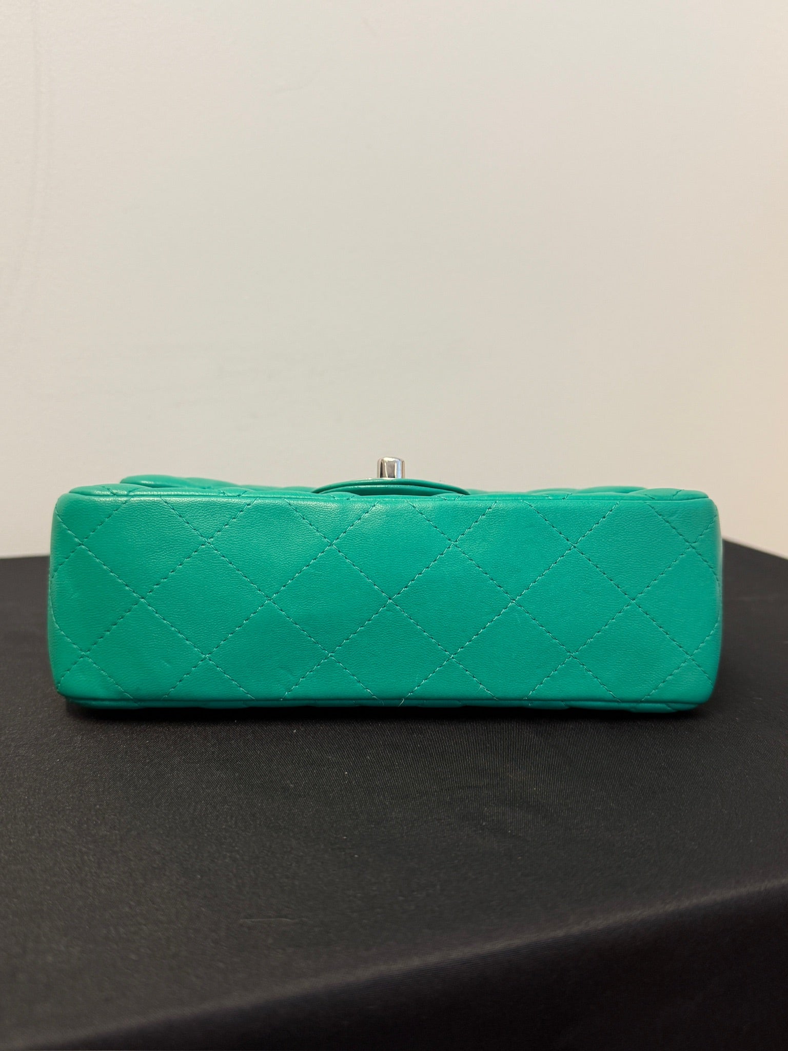 Chanel Mini Rectangle green silver hardware detail 5