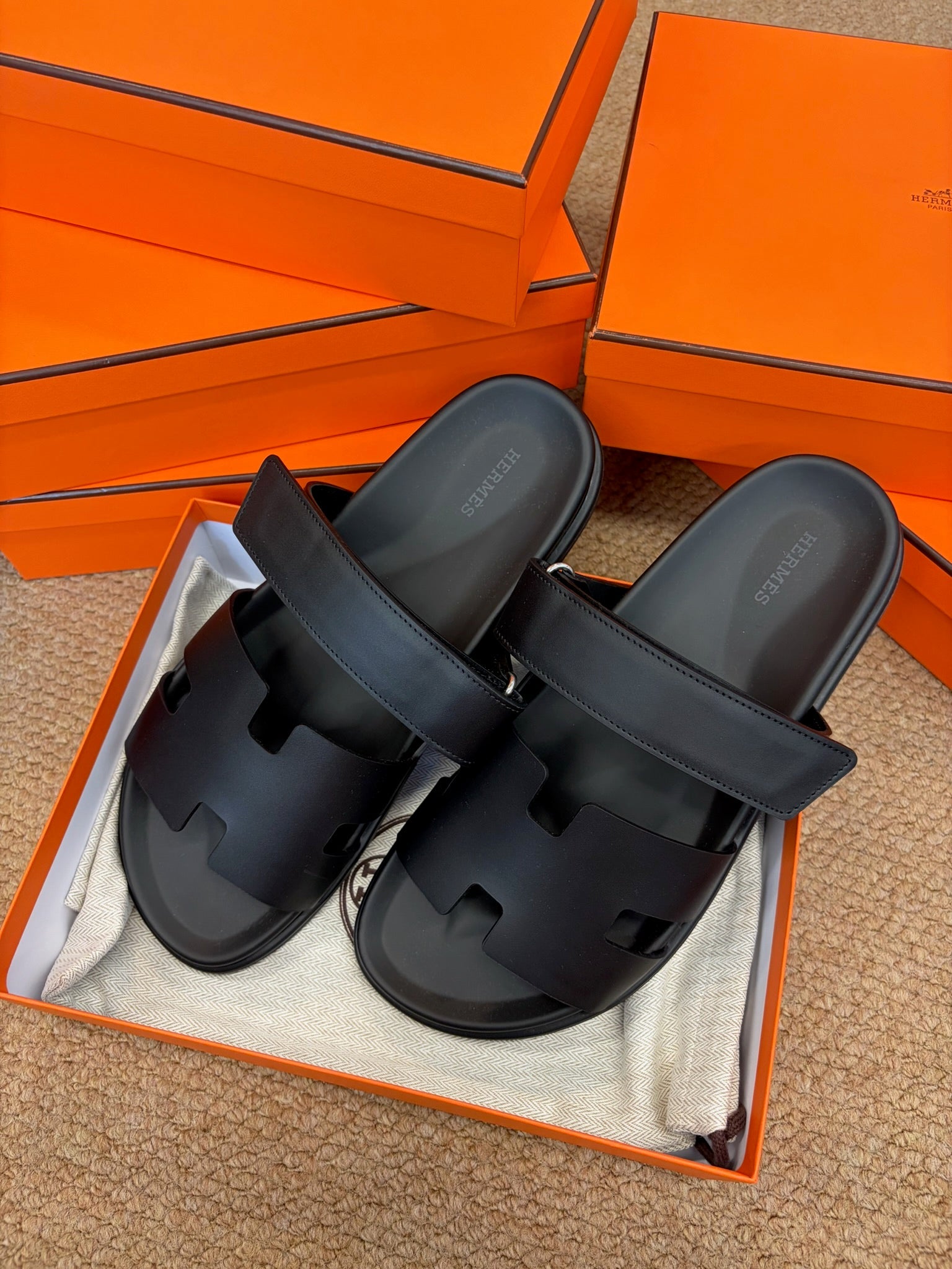 Hermes Chypre sandal black size 38 main view