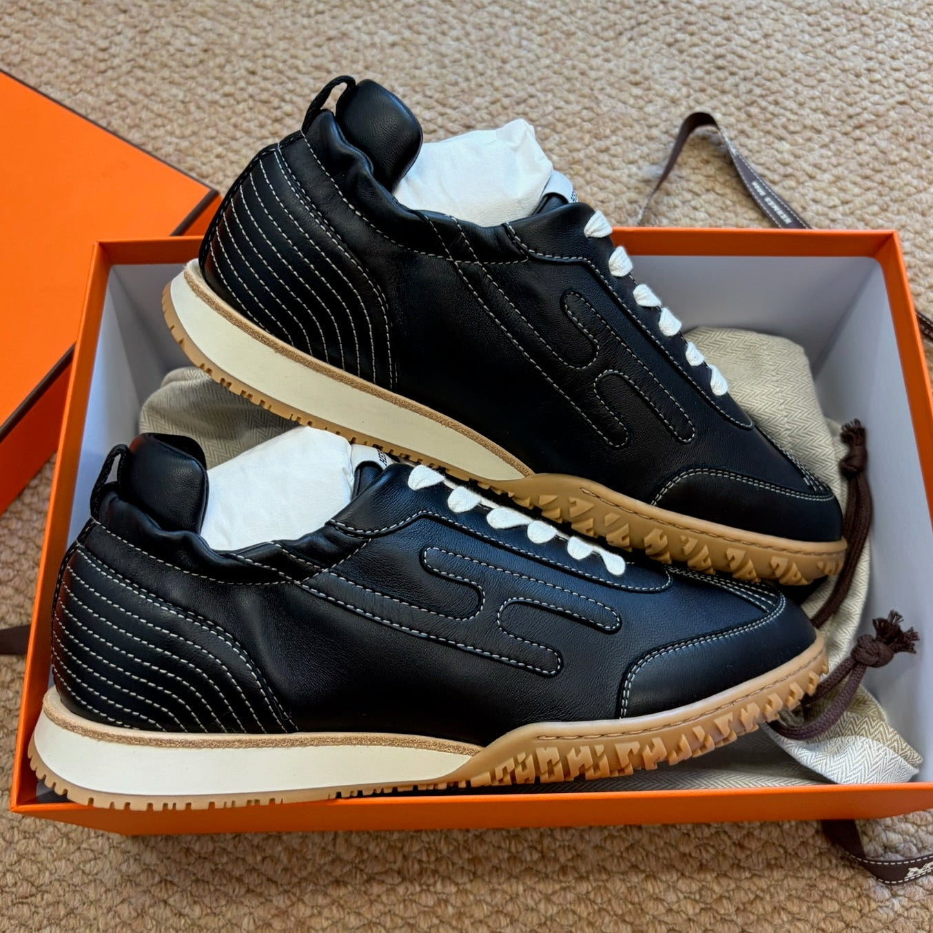 Hermes Jet sneaker black leather size 39 main view