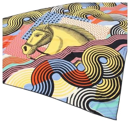 Hermes 140cm Cashmere/Silk Large Triangle Scarf - Cheval Vague in Box