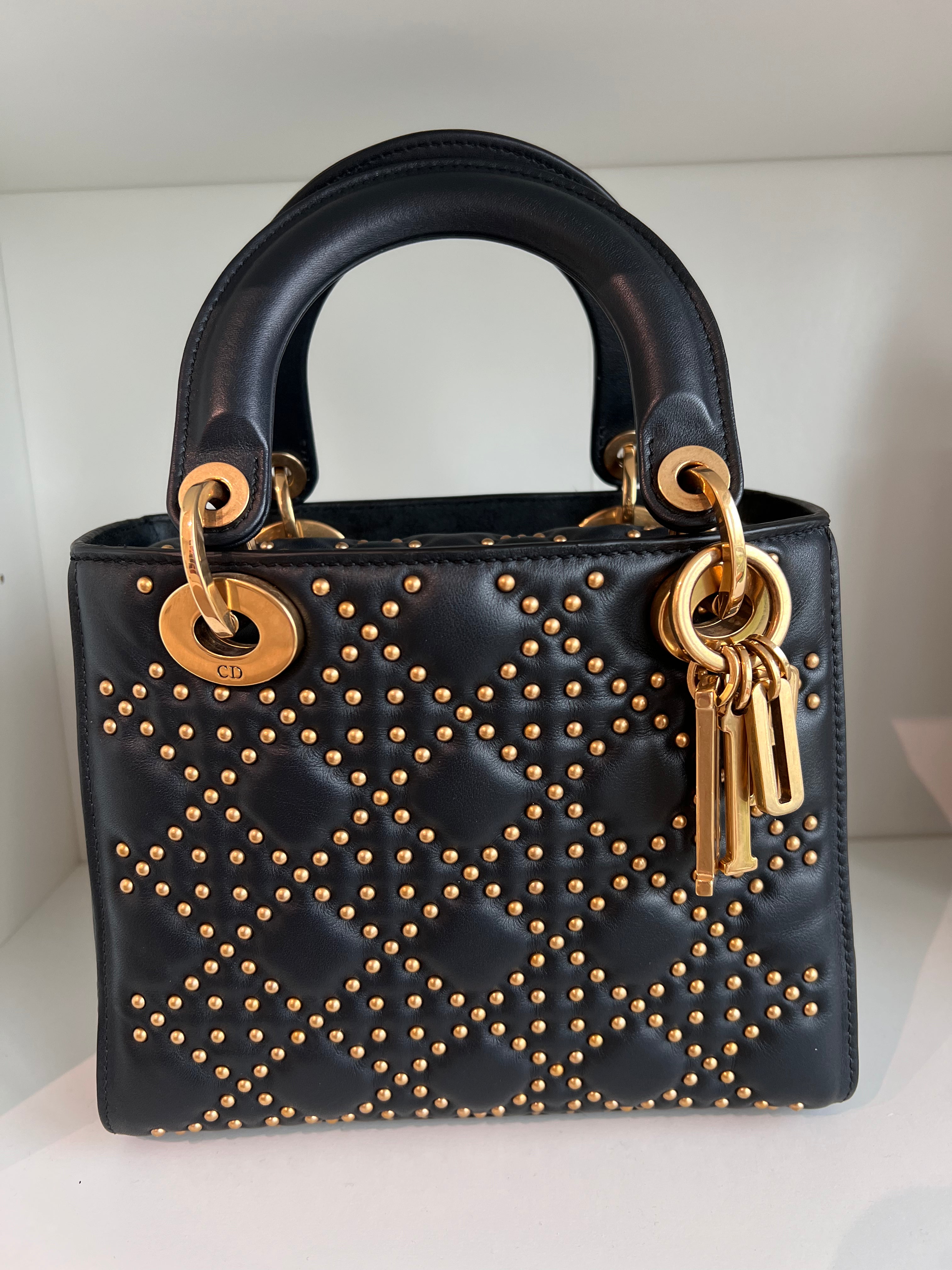 Lady Dior Small Black Studded Lambskin GHW SYCM267