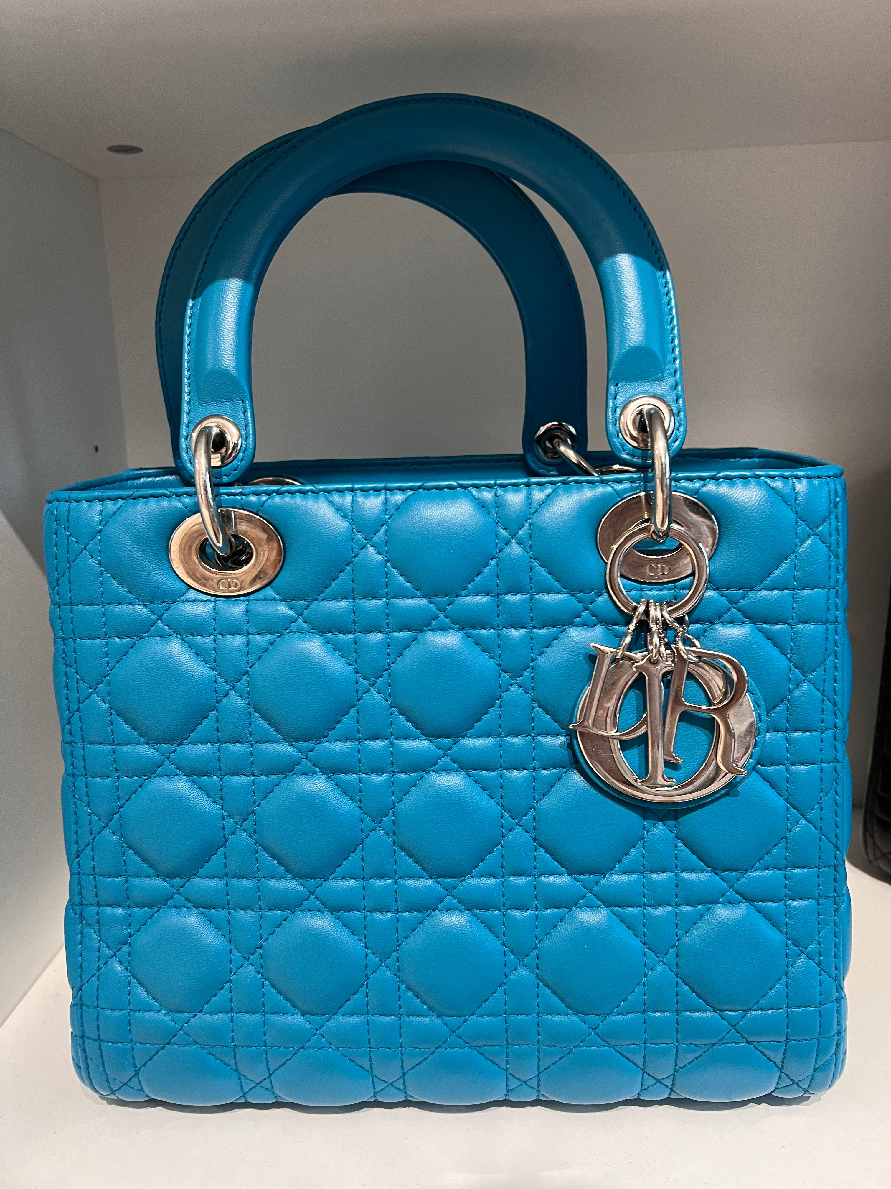 Lady Dior Medium Turquoise Lambskin PHW SYCM278