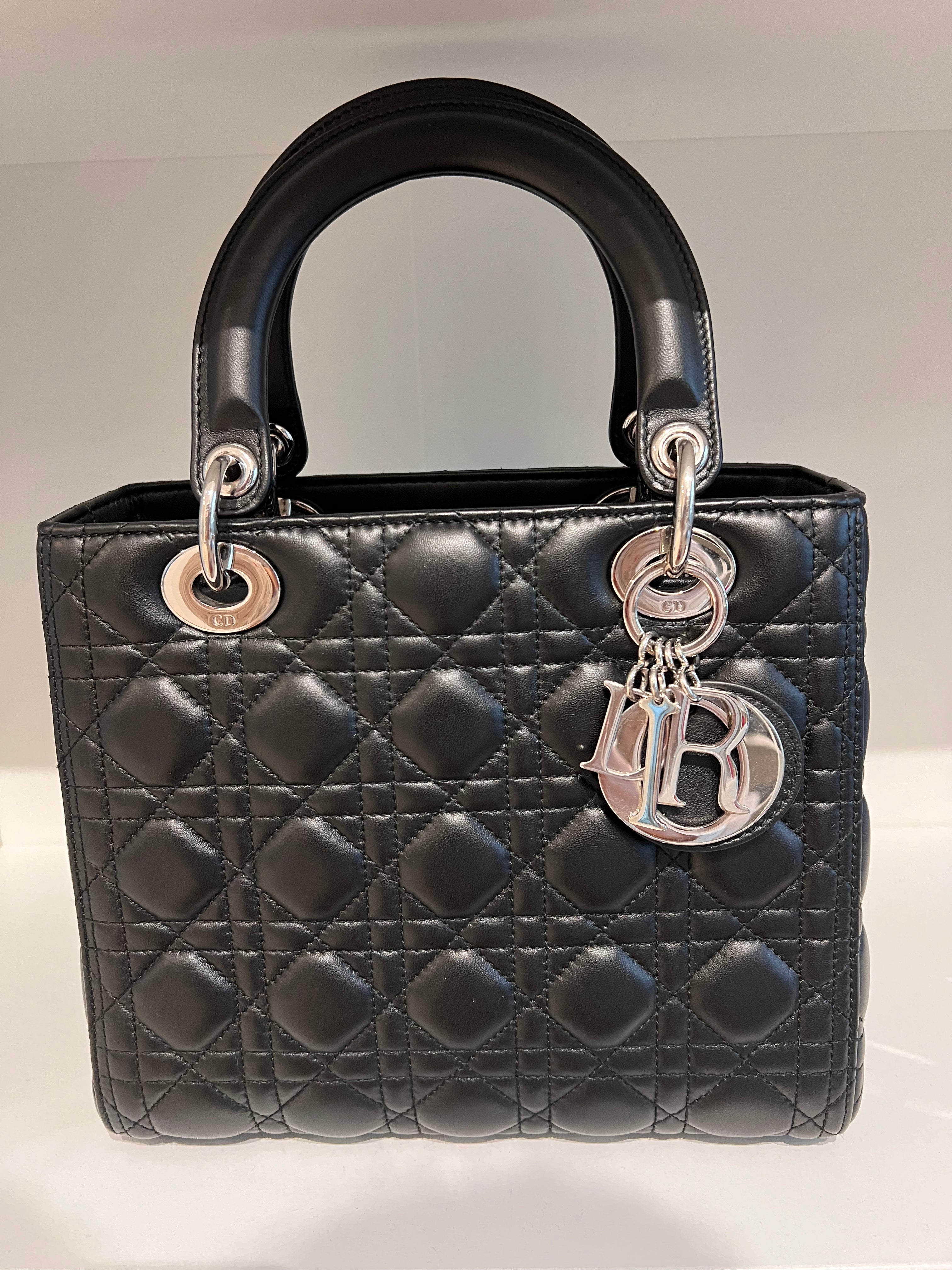 Lady Dior Medium Black Lambskin SHW SYCM280