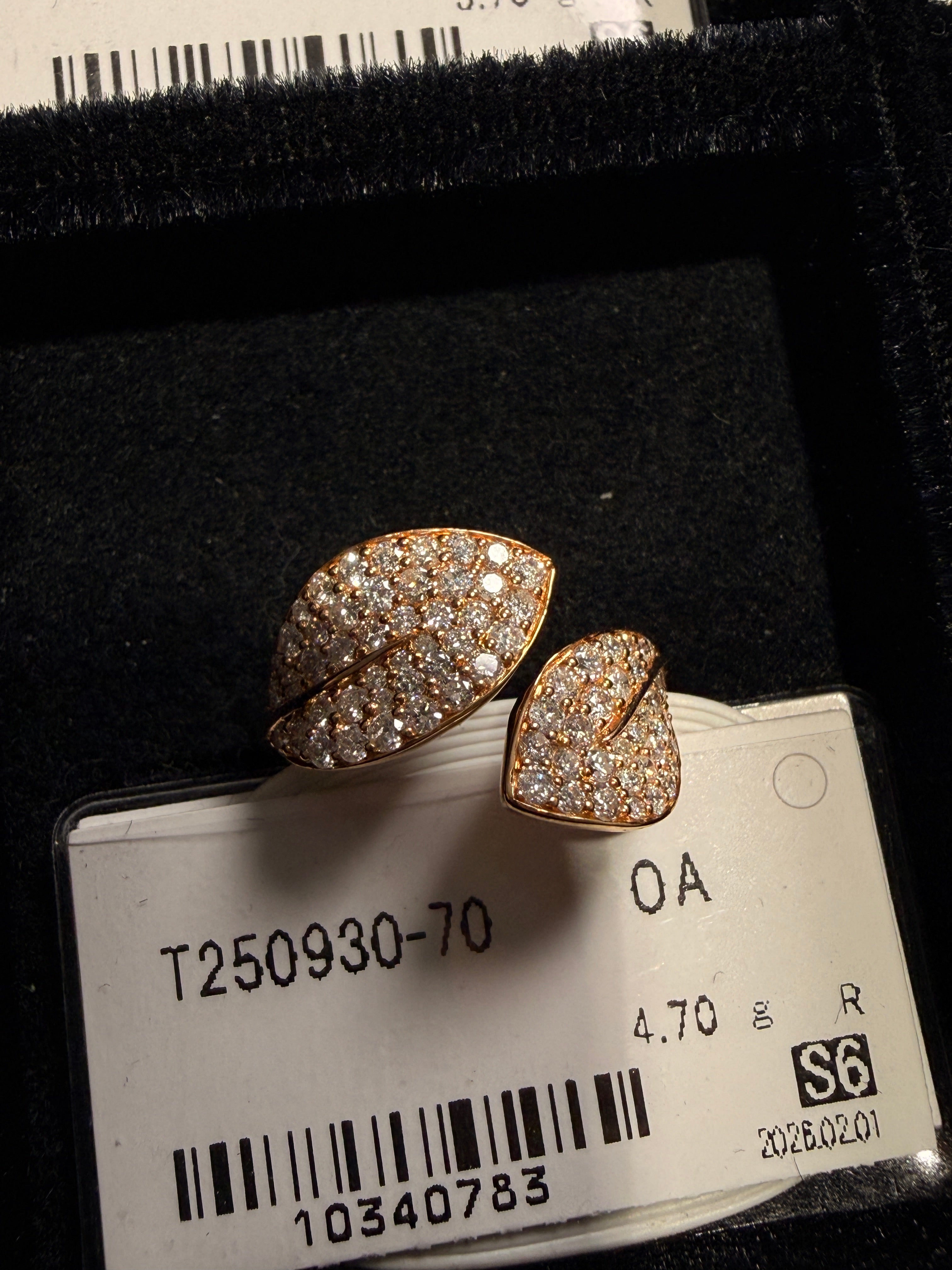 Leaf Bypass Ring Pavé Diamonds in 18K US 6 0783 JJC9022