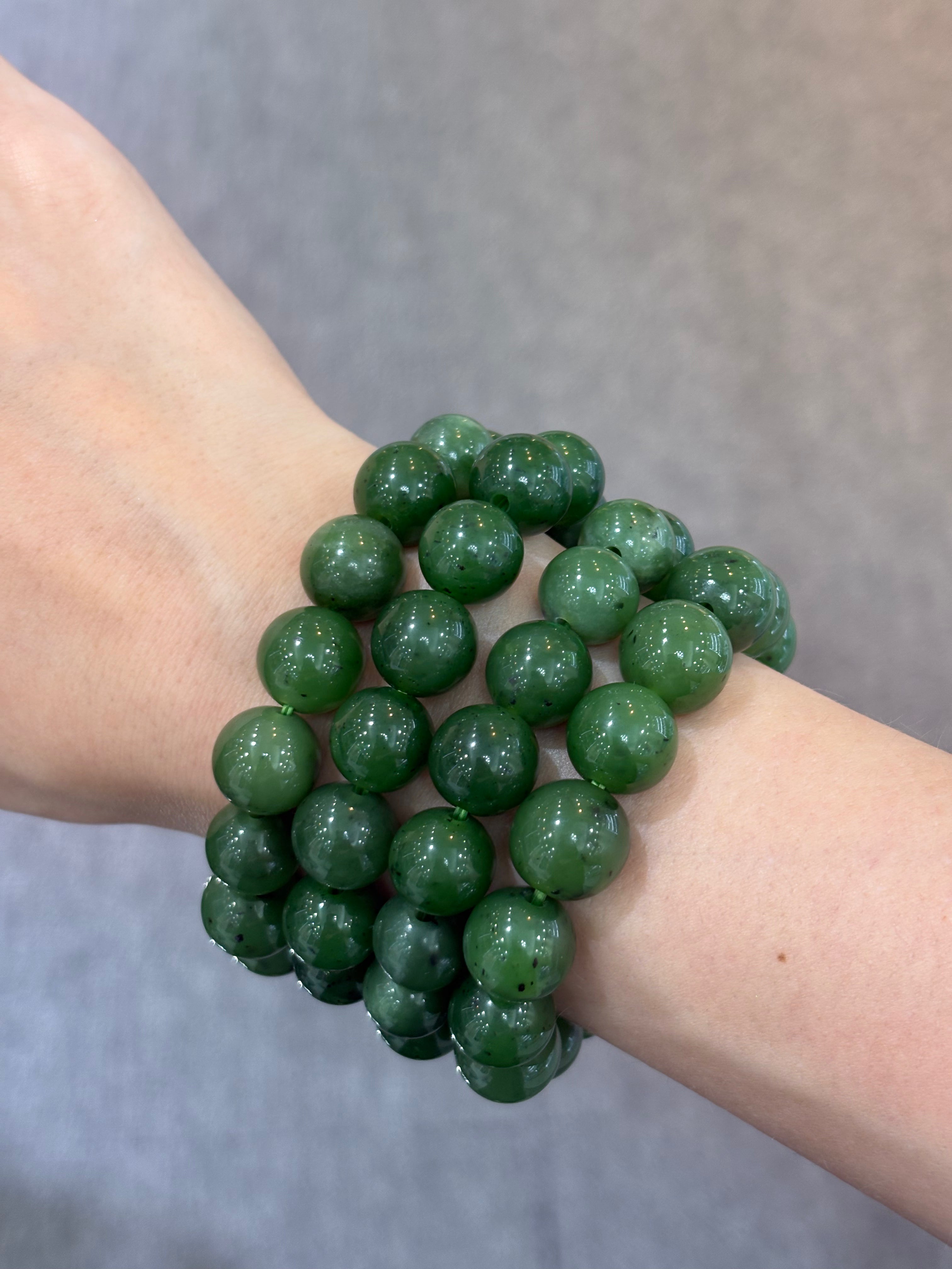 210CT Natural Siberian Green Jade Bracelet  DXBCS5753