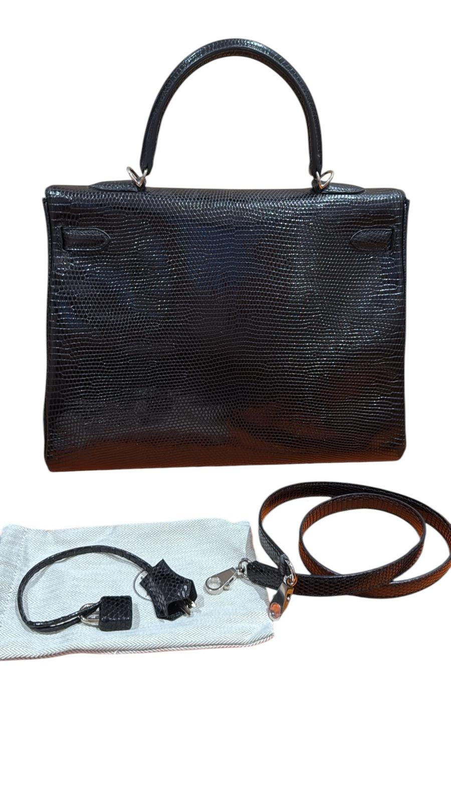 Hermes Kelly 35 Retourne Black Lizard PHW #C SKC SKC1401