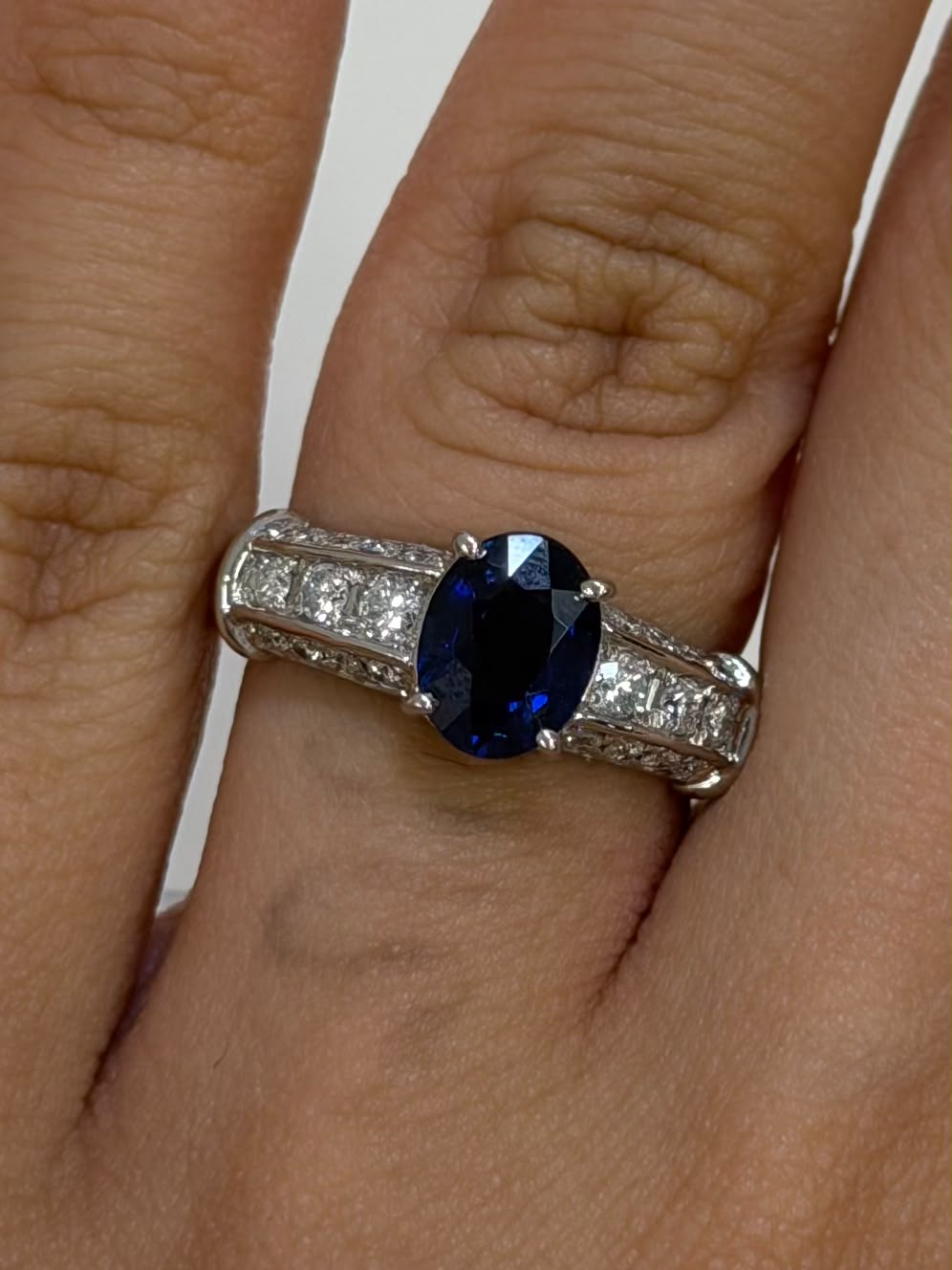 Sapphire Ring 1.39 (GIA Thai) + D0.43 in Pt900 (JJ10962) JJC1406