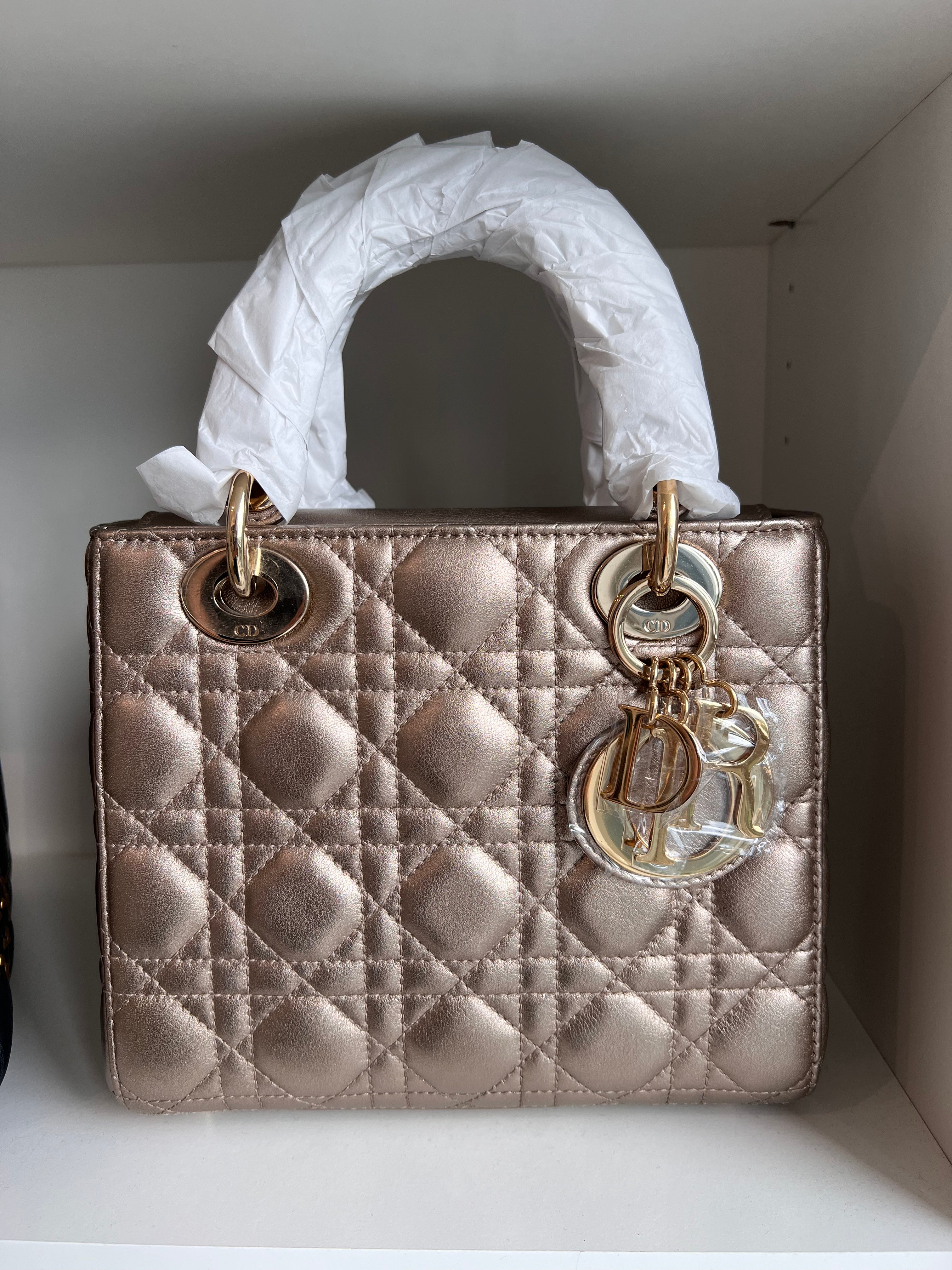 Lady Dior Small Metallic Bronze Lambskin GHW SYCM237