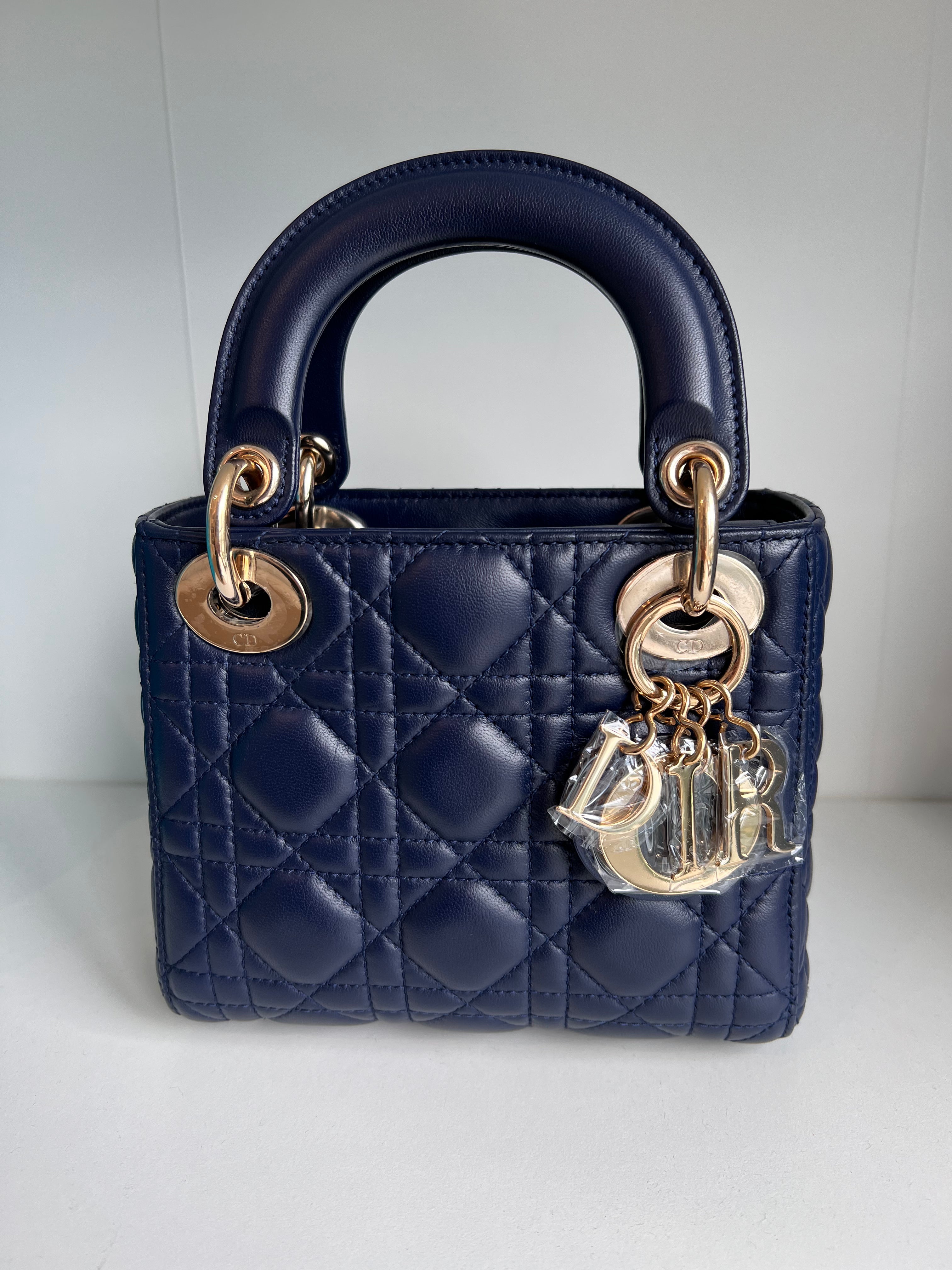 Lady Dior Mini Navy Blue Lambskin GHW SYCM266