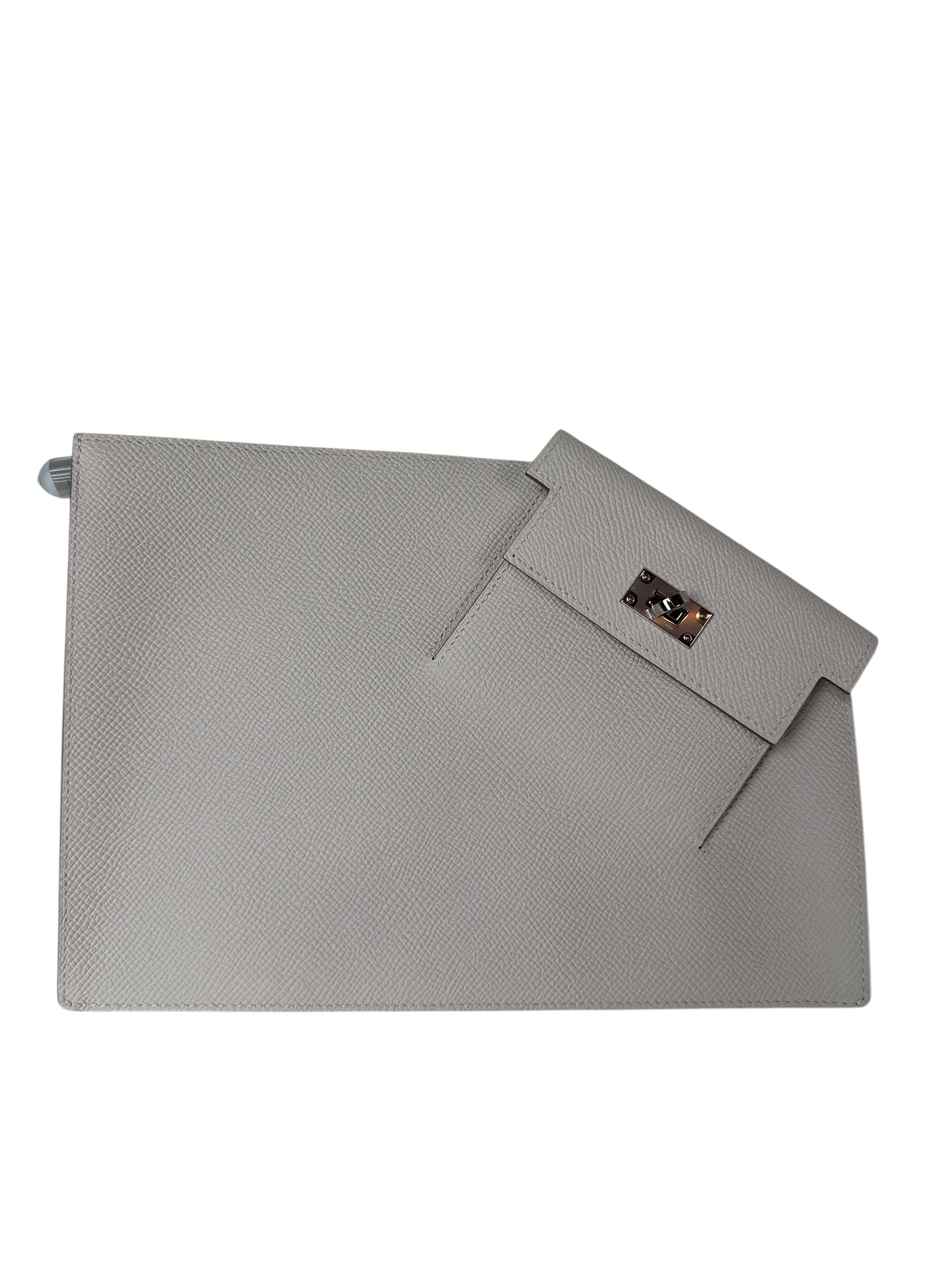 Hermes Kelly Pocket to go Clutch in Craie Epsom