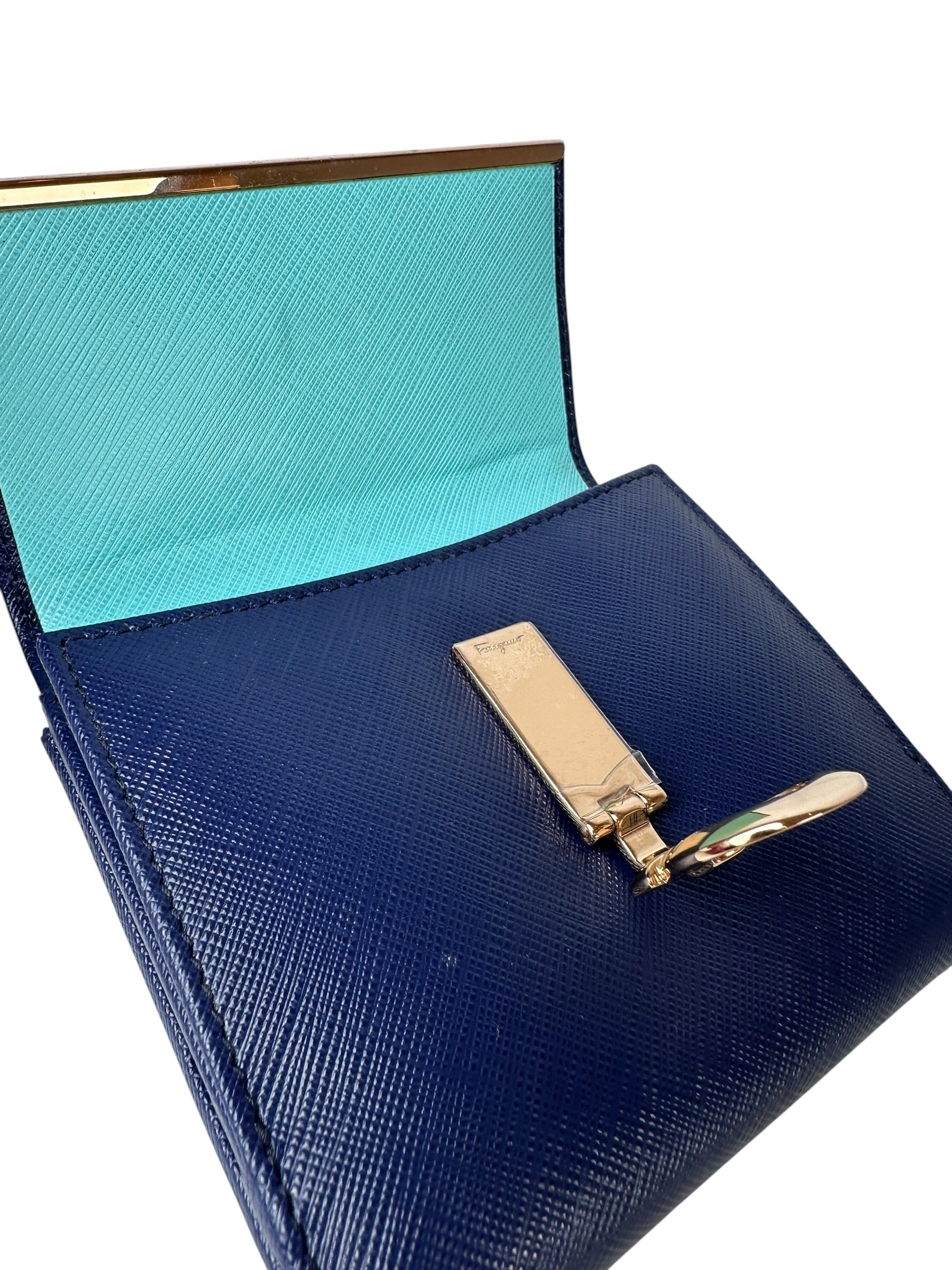 Ferragamo Blue Slim Tr-Fold Wallet