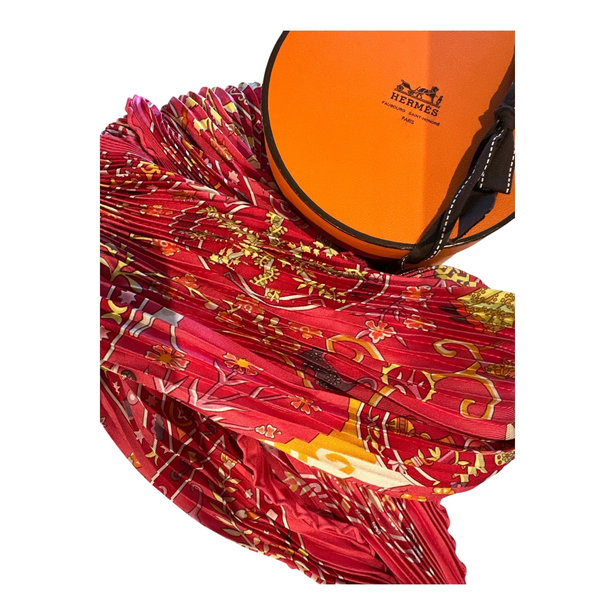 Hermes Pleated Losange Silk Scarf