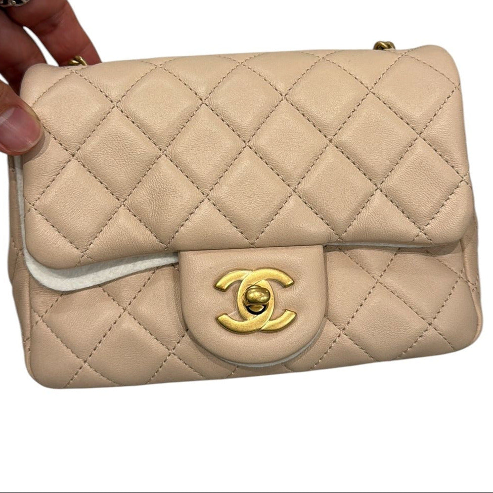 Chanel Beige Mini Classic Flap - Full Set