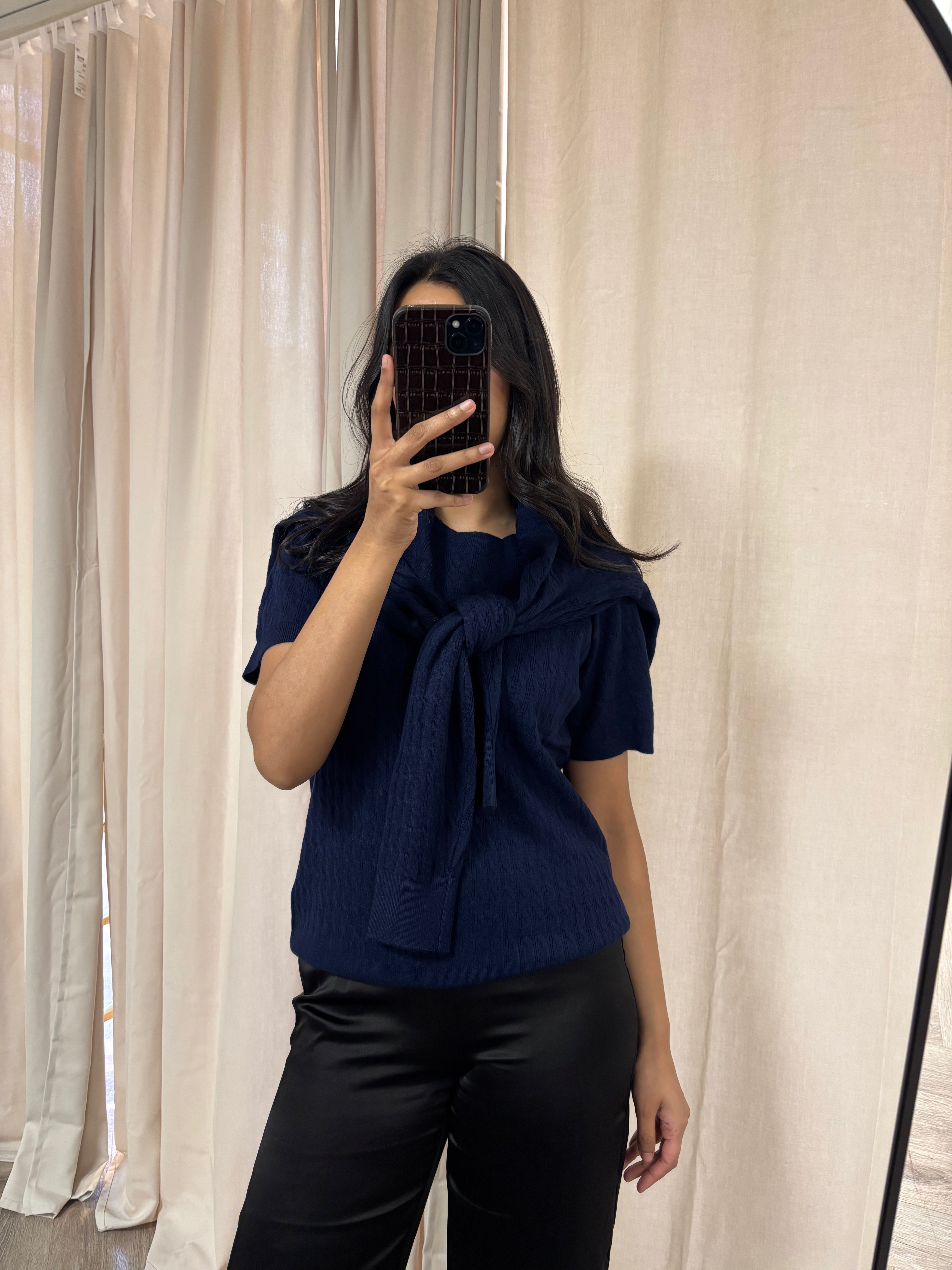 Daphne Navy 2 Piece Top and Cardigan M/L  DBXL0107