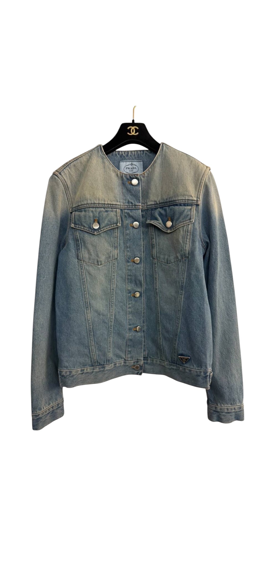 Prada Logo Denim Jacket Sz S DLT7439