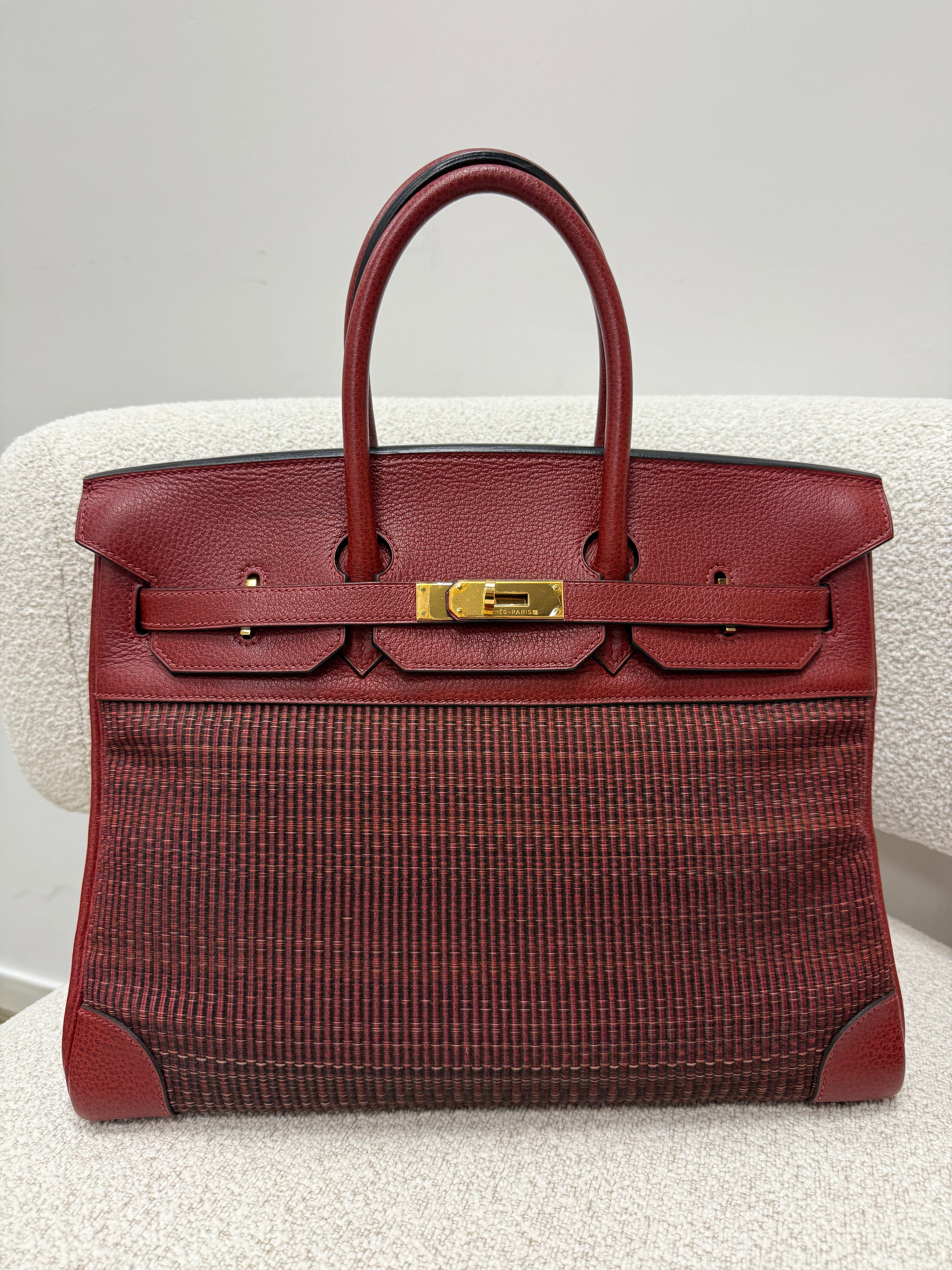 *LONDON LOCATED* VINTAGE HERMÈS BIRKIN 35CM ROUGE H Crinoline & Clemence Leather with Gold Hardware