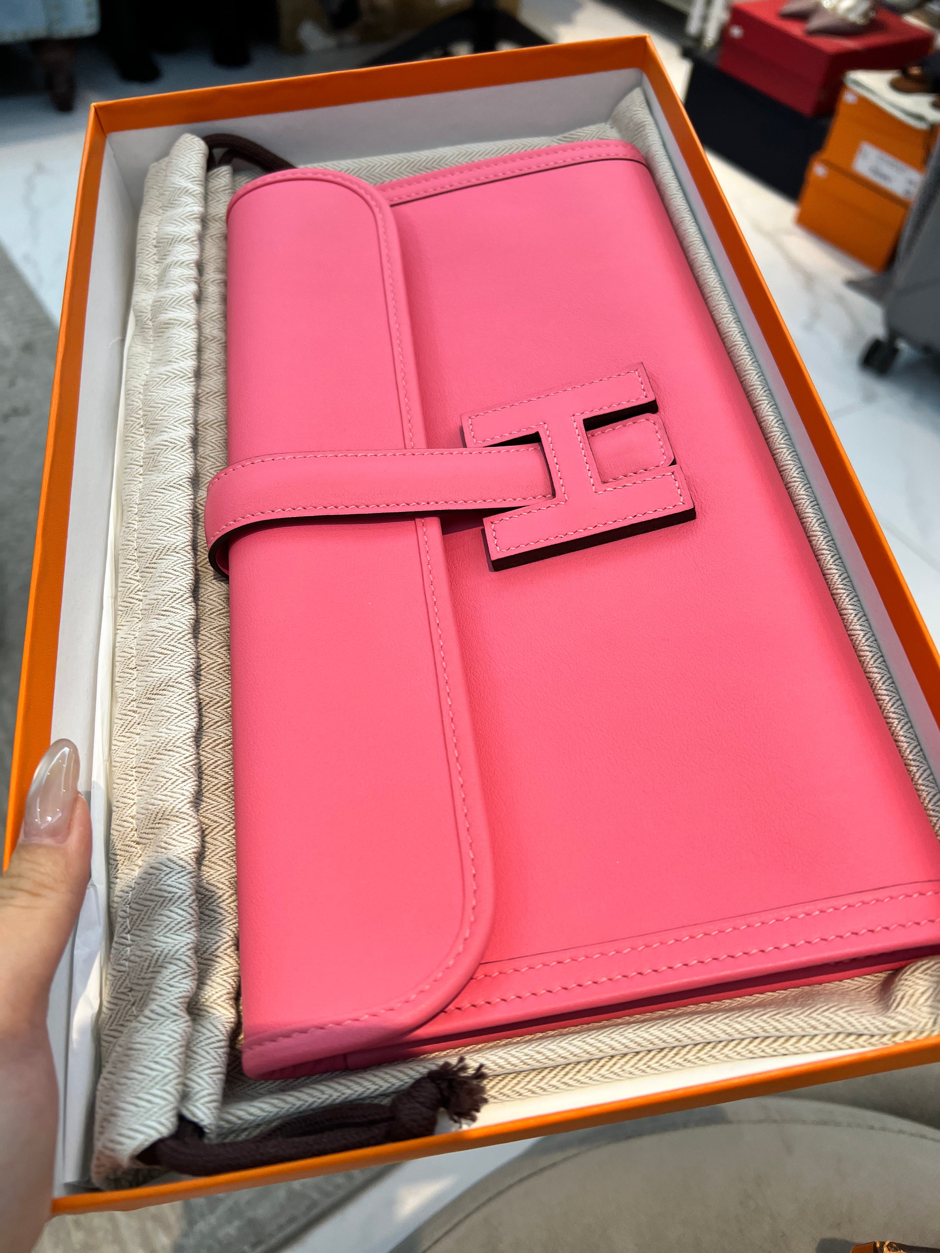 Hermes Jige Clutch Rose Azalea SYC1941
