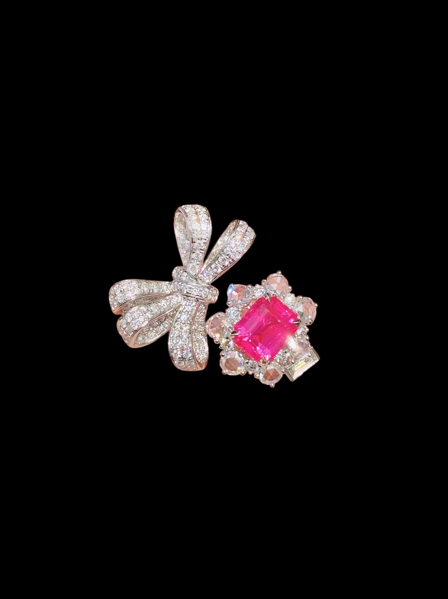 2.03ct No Heat "Hot Pink" Spinel & 1.35ct Diamond Ring set in 18K White Gold