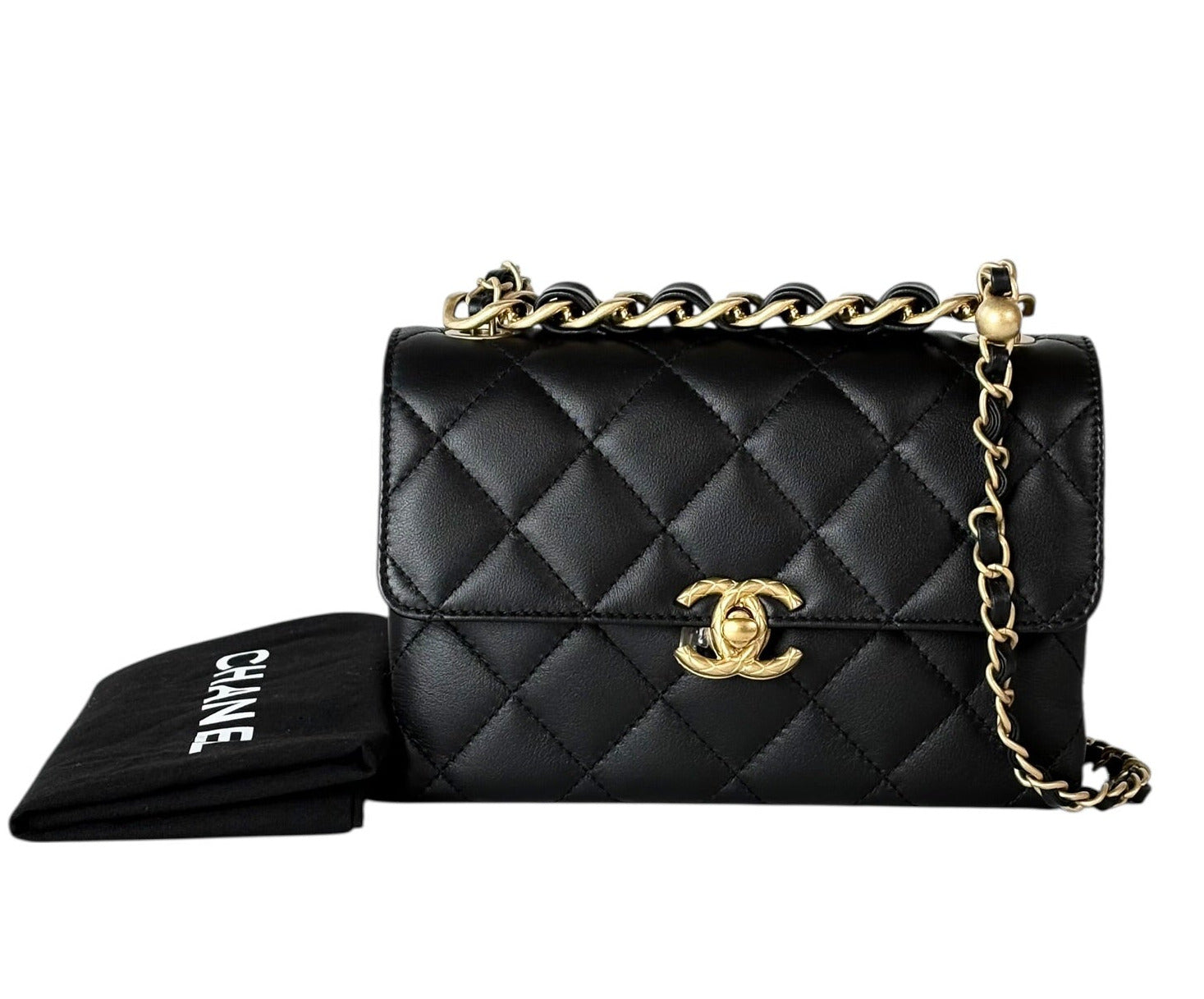 Chanel Black Top Handle Chain Bag