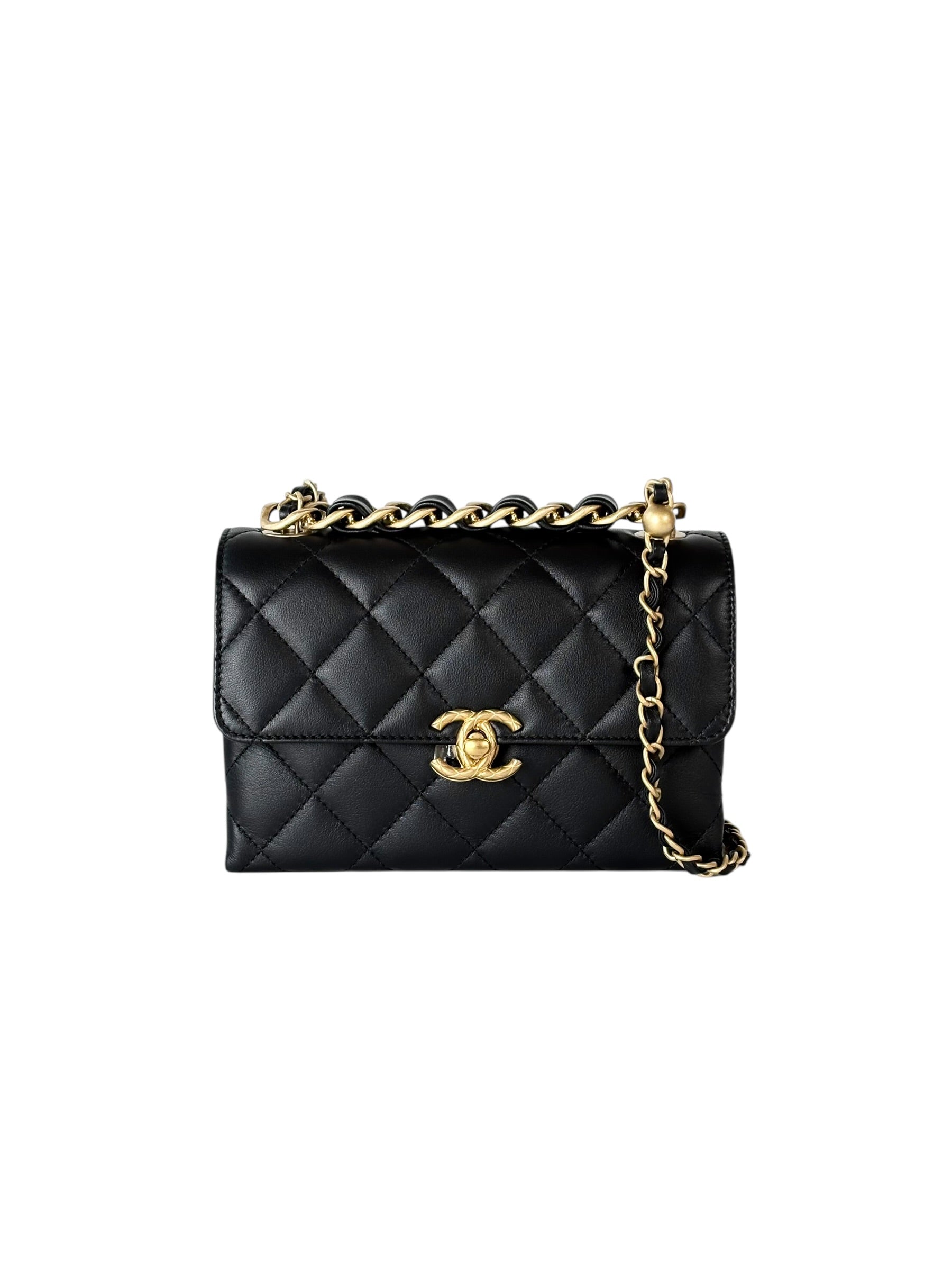Chanel Black Top Handle Chain Bag