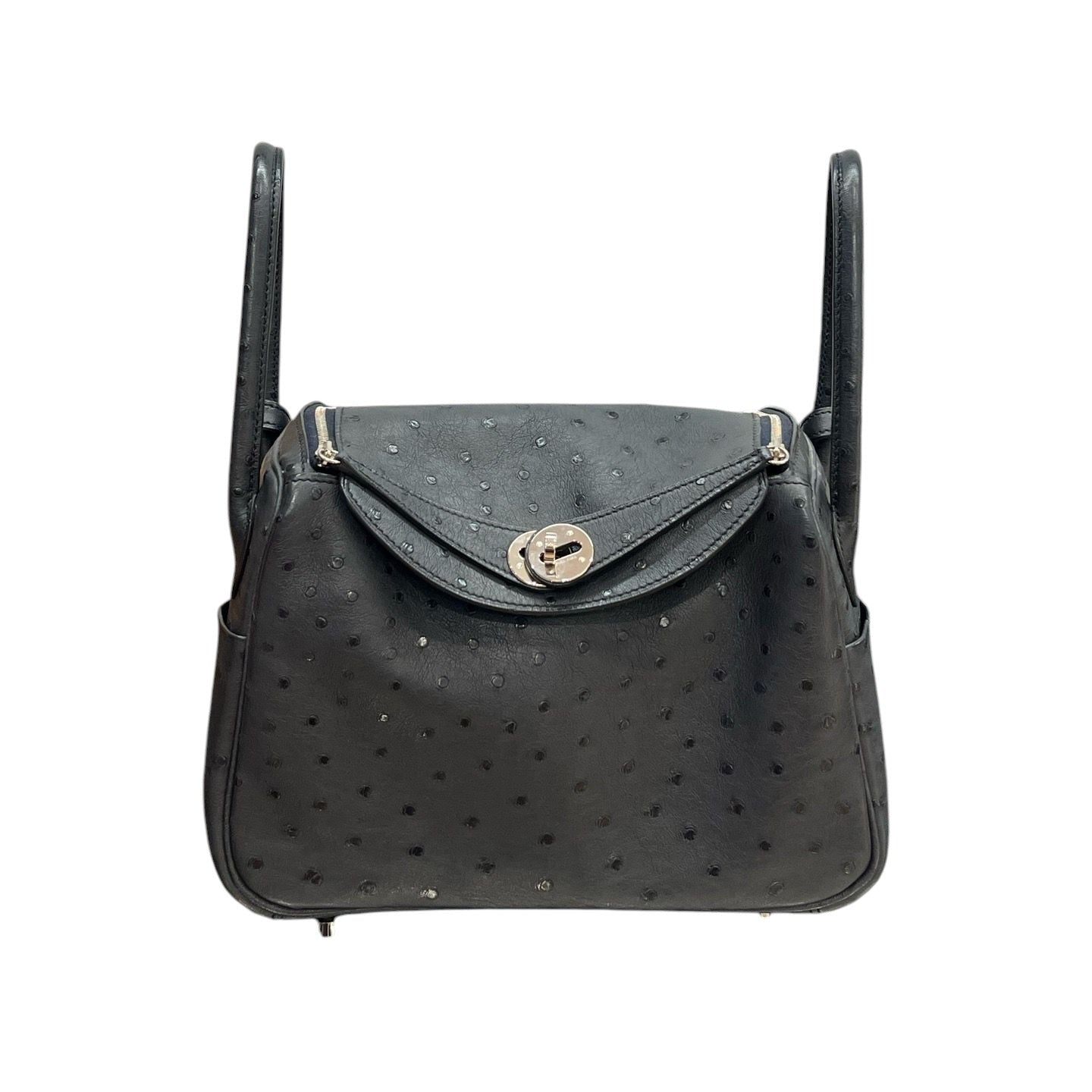 Hermes Lindy 26 in Black Ostrich with PHW