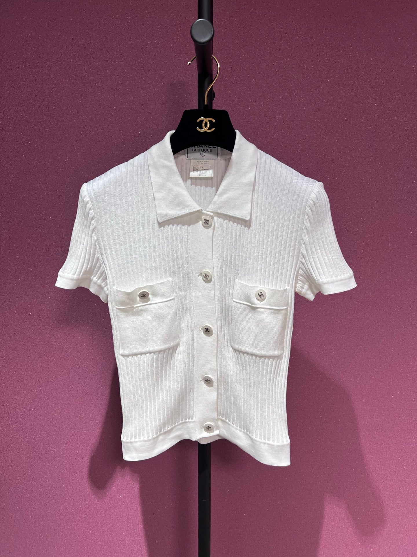 CHANEL 1997P white polo 38 FT102200