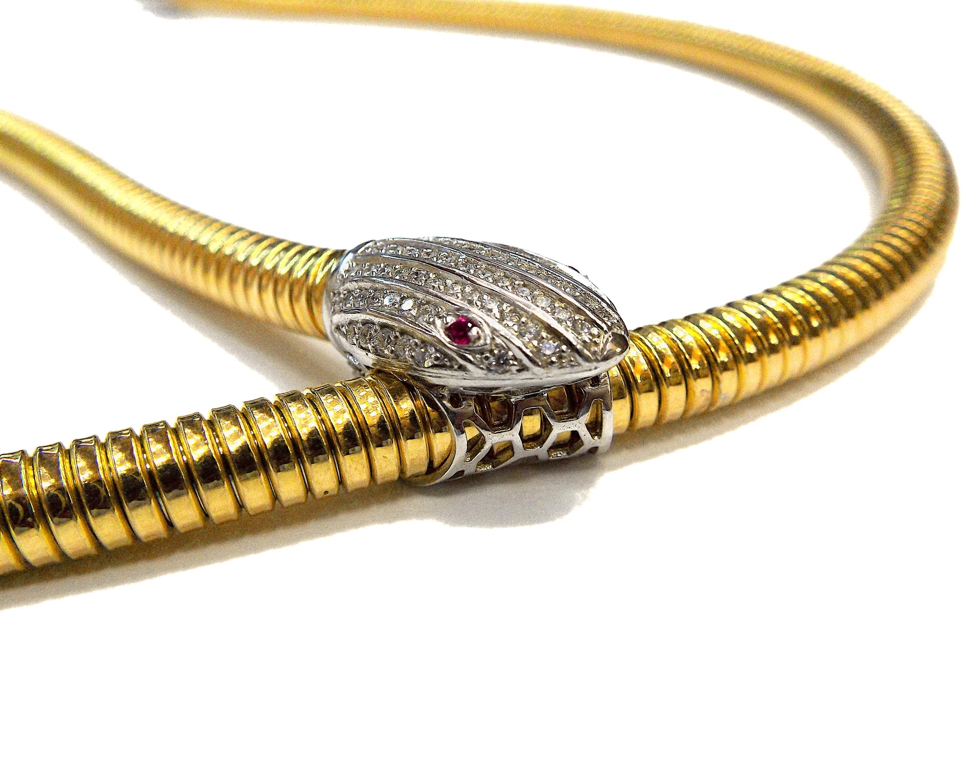 18kt yellow gold Italian Snake lariat tubogas necklace by Tessitore ASC5186