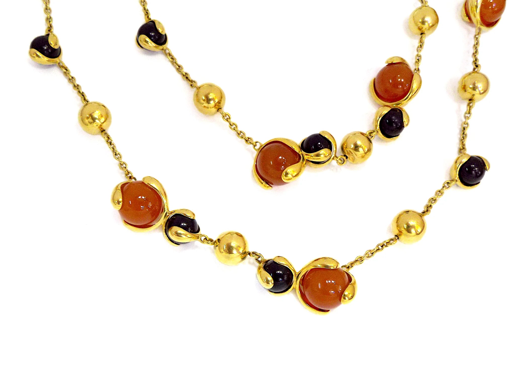 Marina B Cardan Collection Necklace 1980s - onyx, carnelian and gold  ASC5100