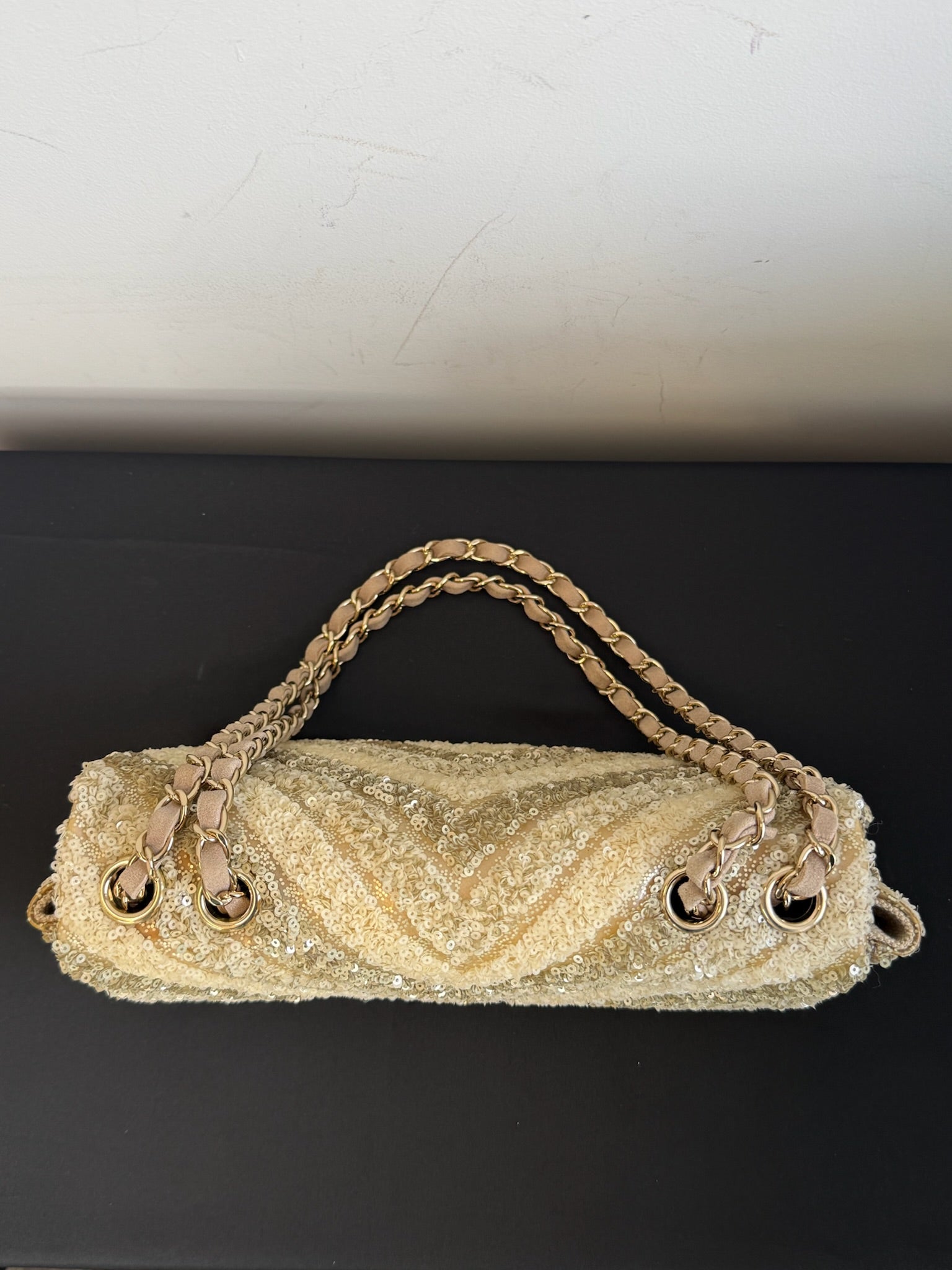 Chanel Medium Classic Flap Bag Gold Sequin