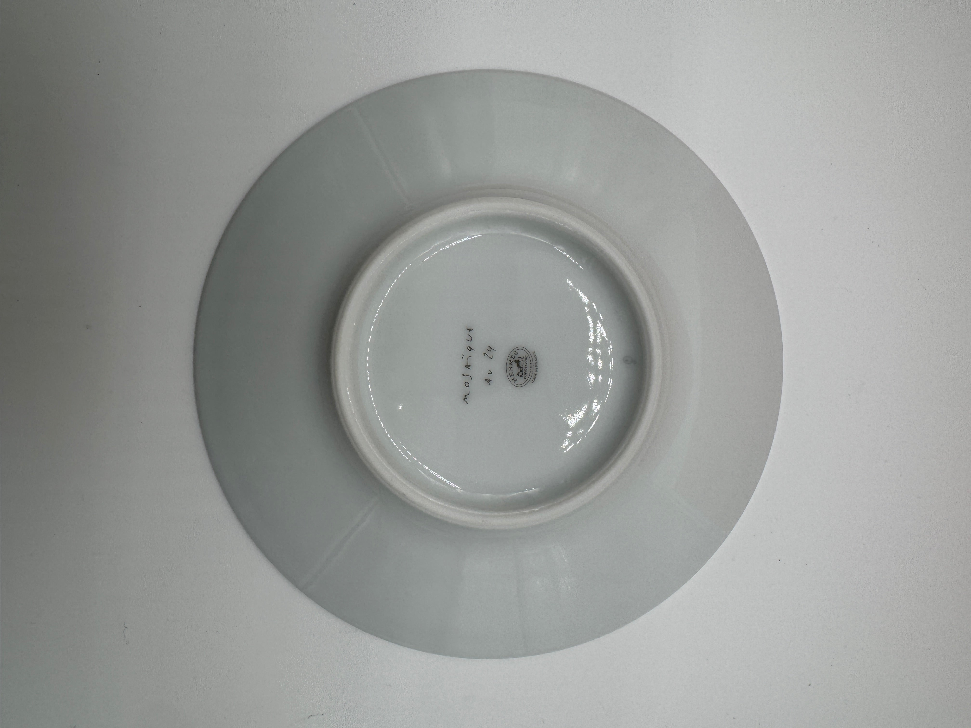 Hermès Mosaique au 24 platinum tea cup and saucer (set of 2)